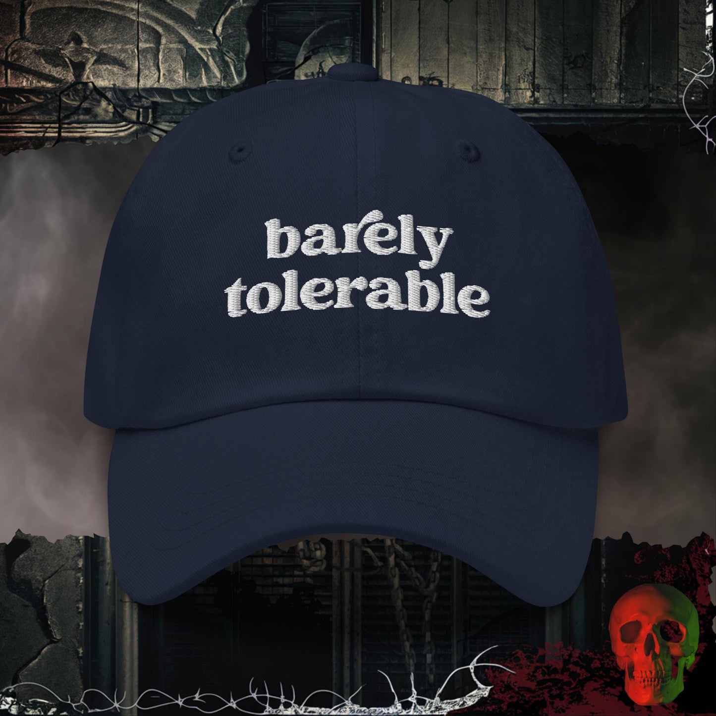 Hats Navy Barely Tolerable Embroidered Hat