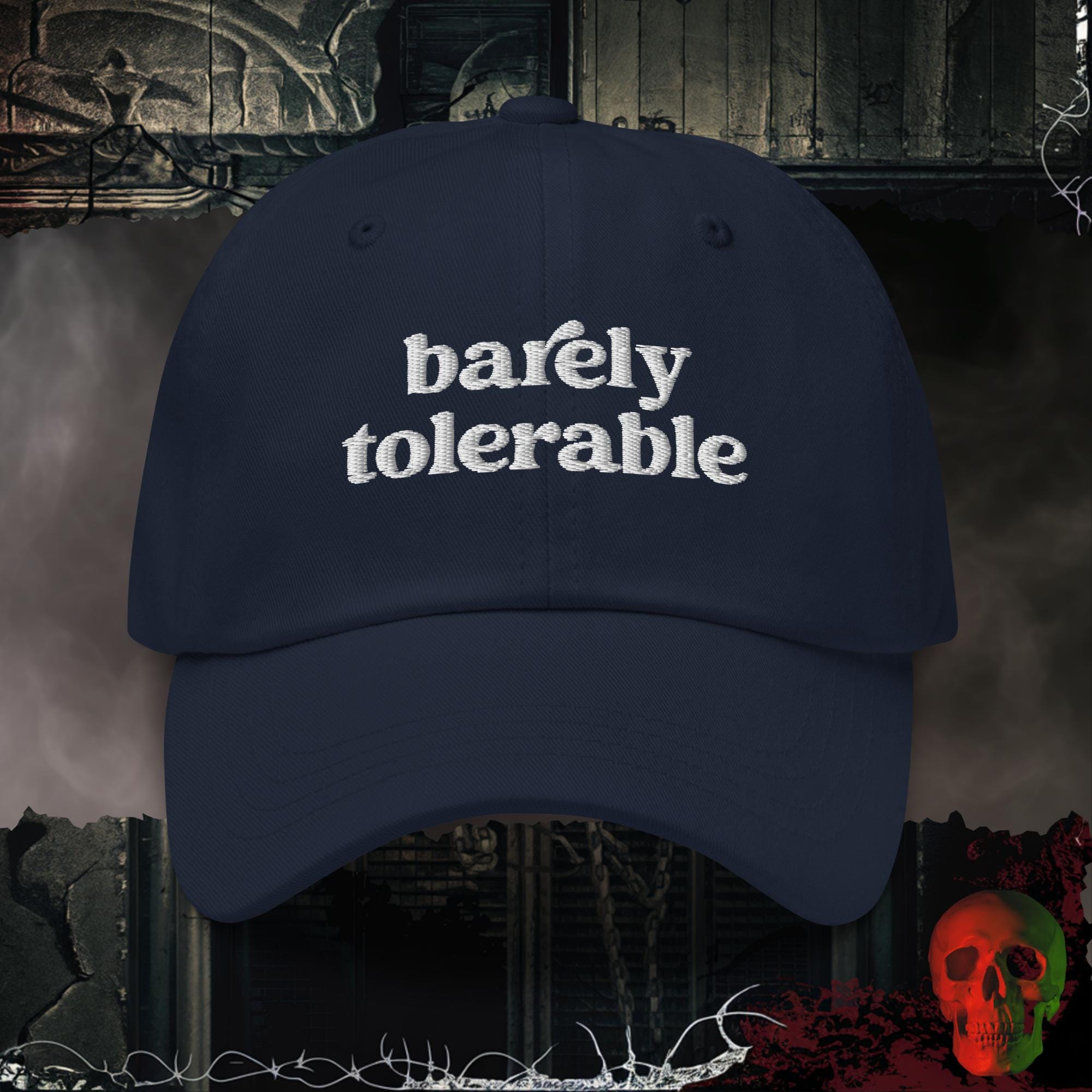 Hats Navy Barely Tolerable Embroidered Hat