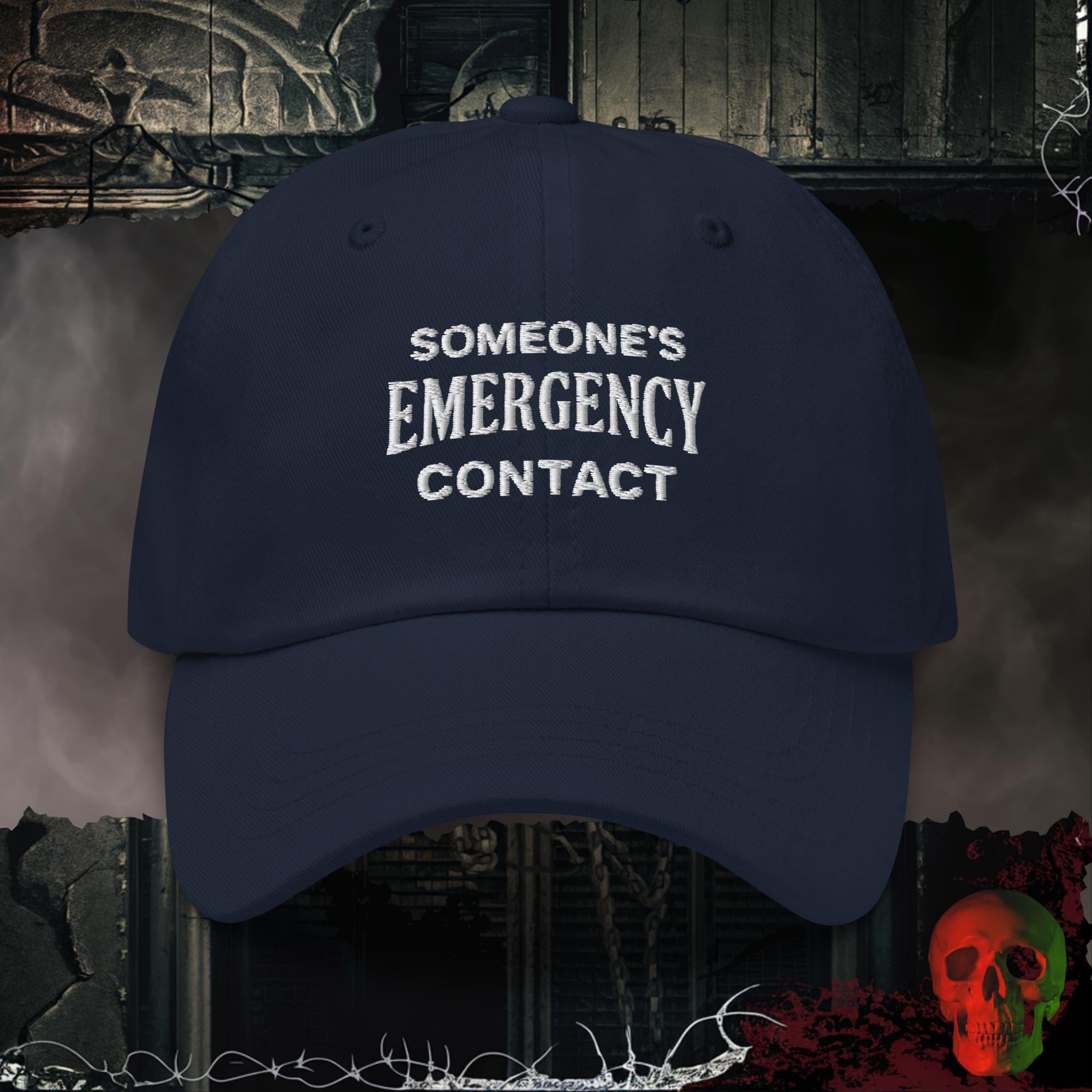 Hats Navy Emergency Contact Embroidered Hat