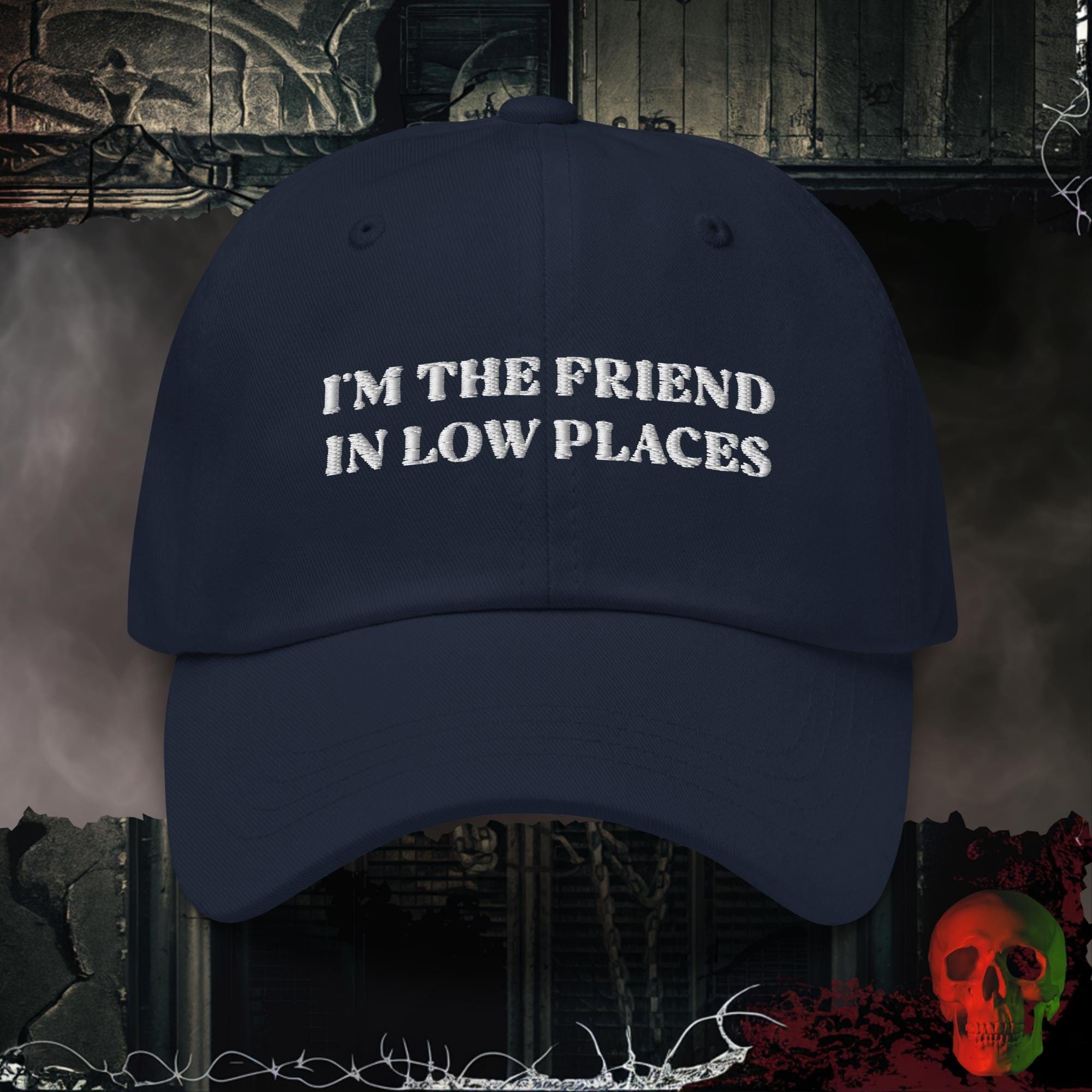 Hats Navy Friend in Low Places Embroidered Hat