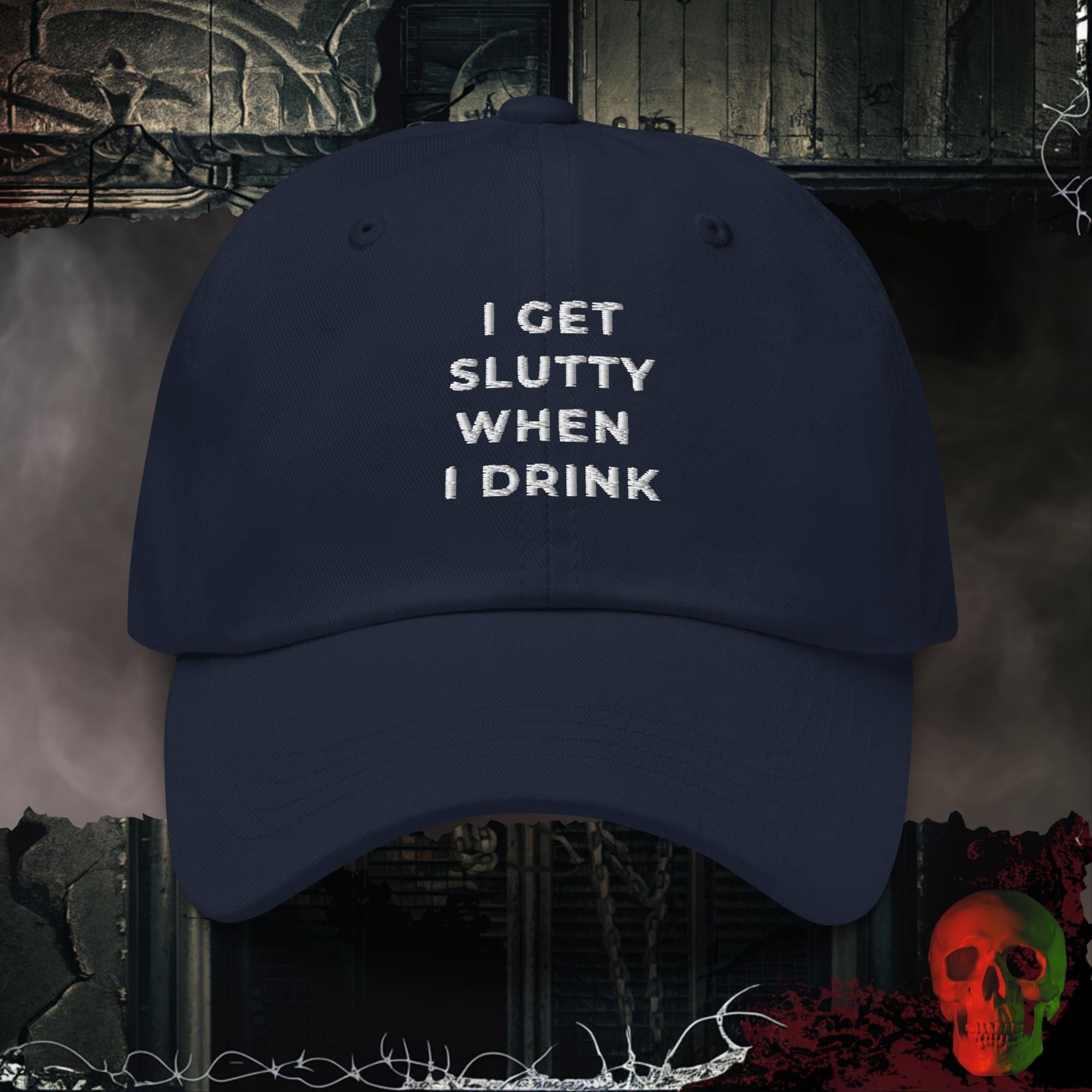 Hats Navy Getting Slutty Embroidered Hat