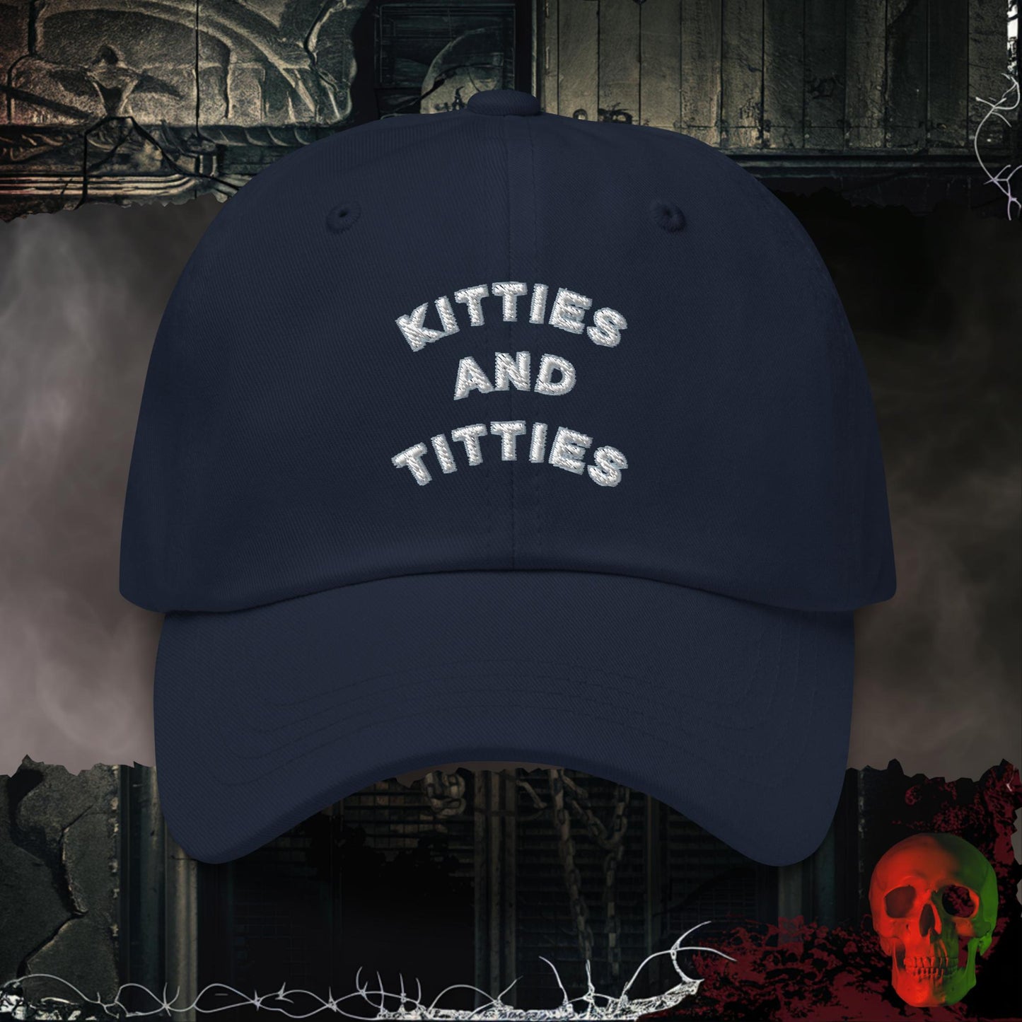 Hats Navy Kitties & Titties Embroidered Hat