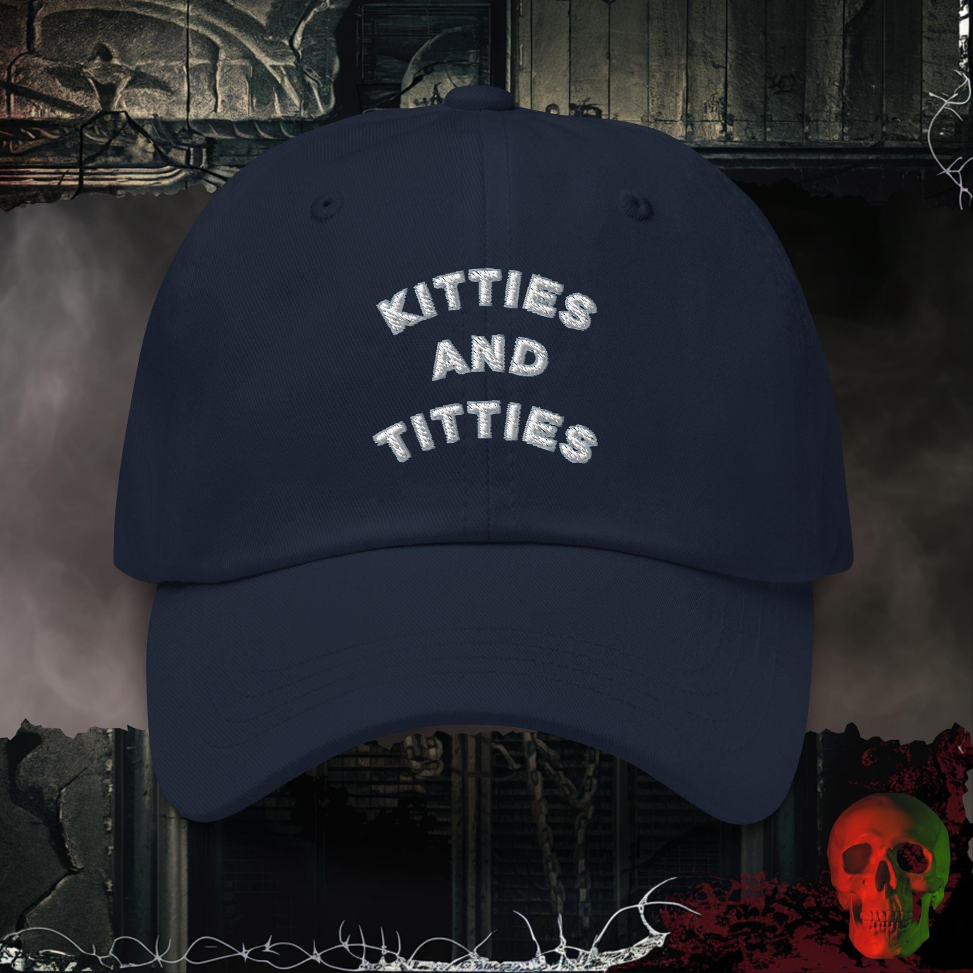 Hats Navy Kitties & Titties Embroidered Hat