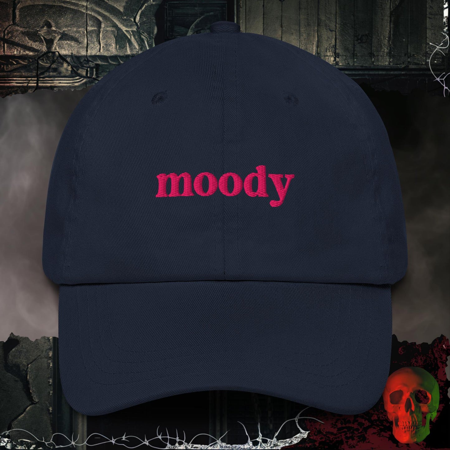 Hats Navy Moody Embroidered Hat
