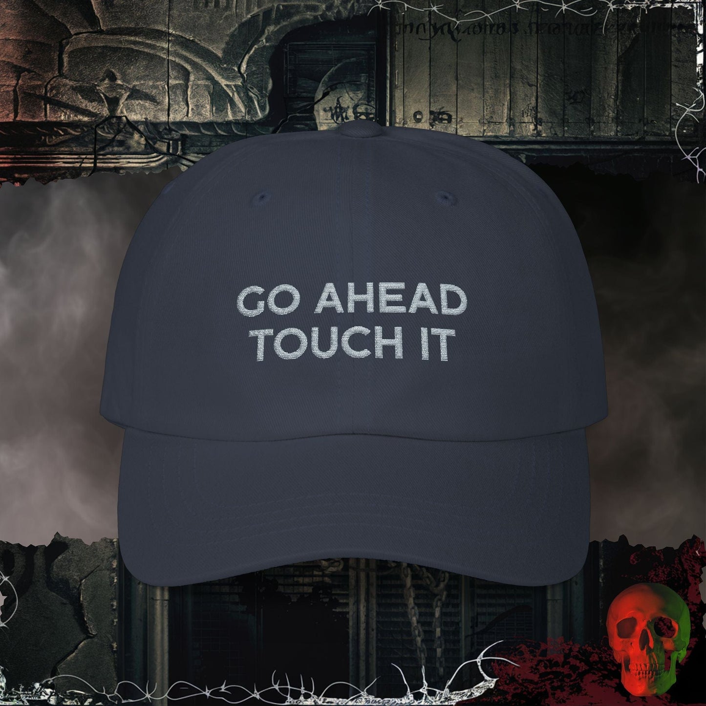 Hats Navy / One size Go Ahead Touch It Embroidered Hat
