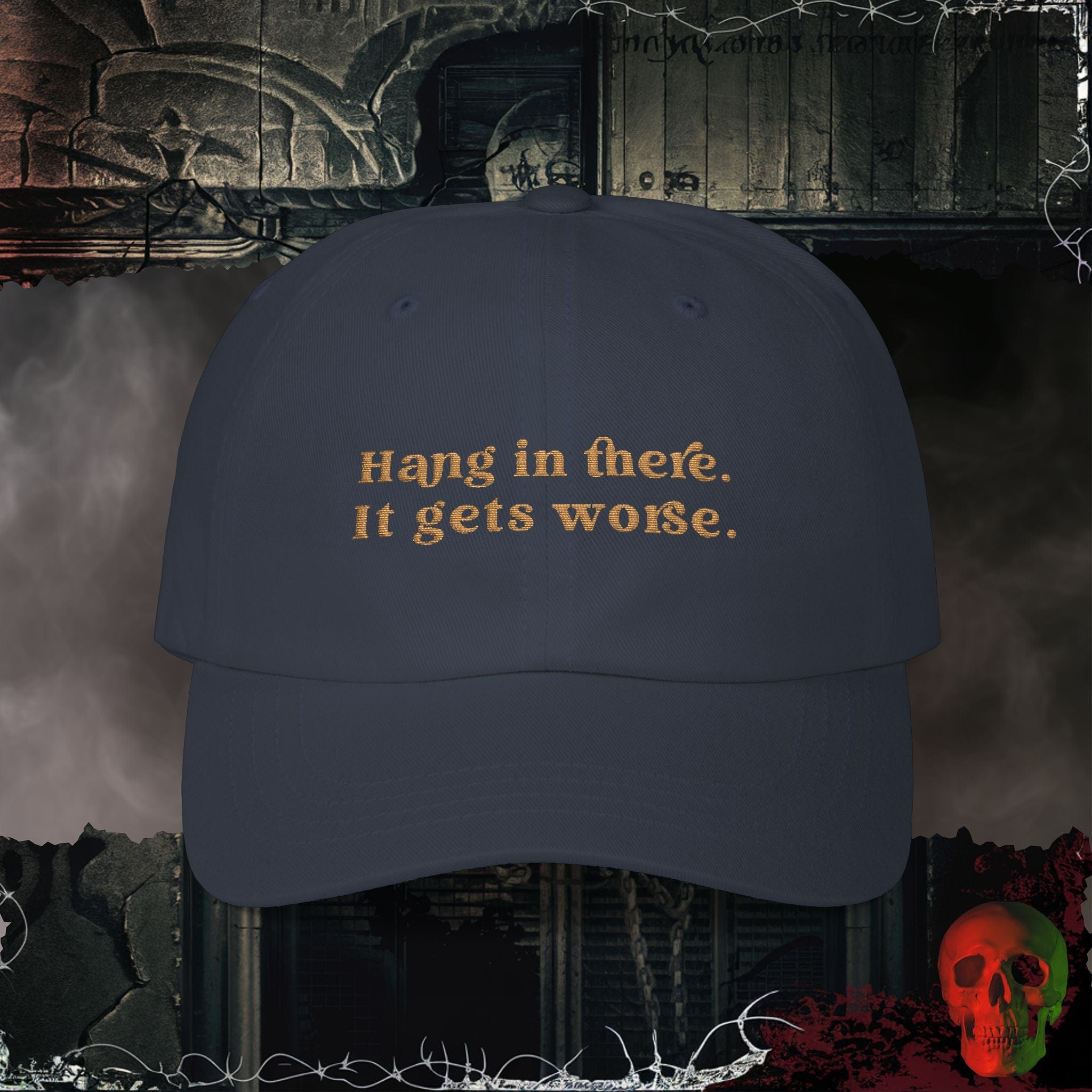 Hats Navy / One size Hang in There Embroidered Hat