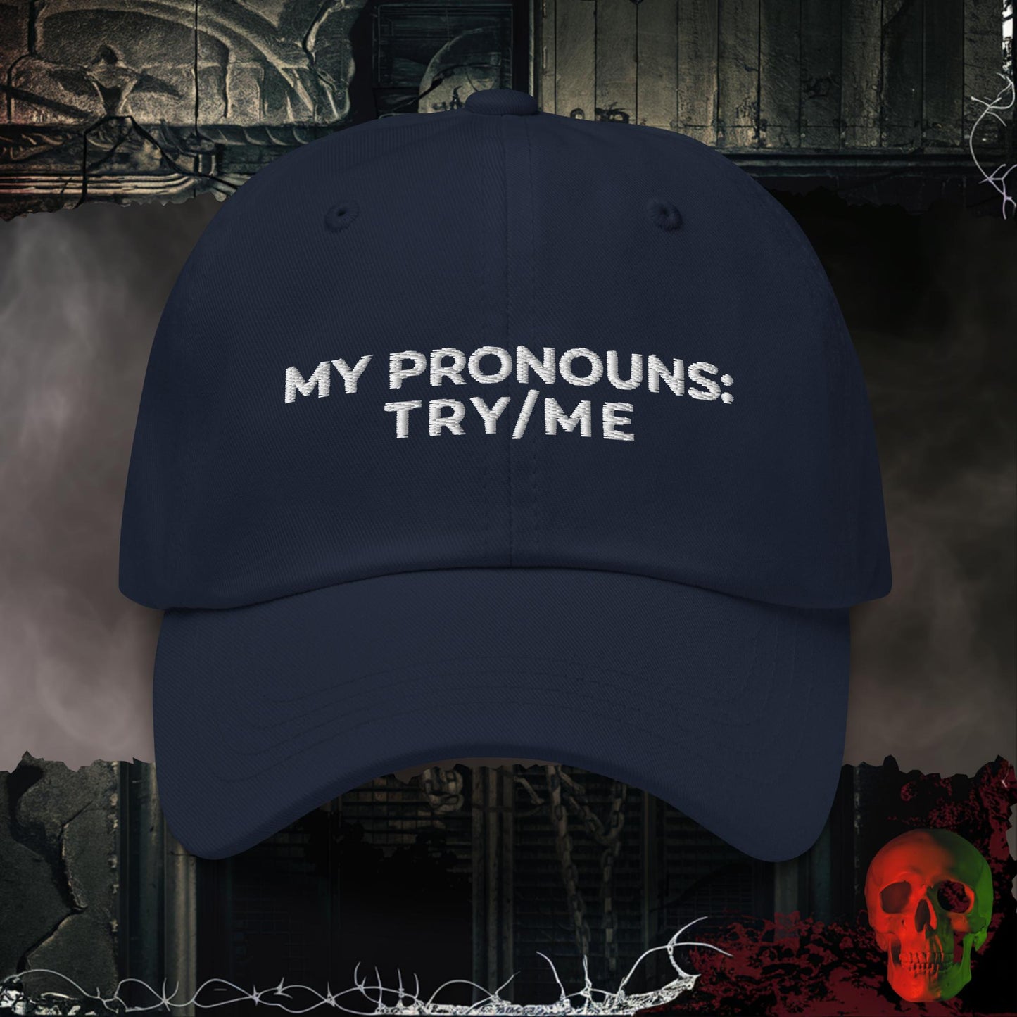 Hats Navy / One size Pronouns Embroidered Hat