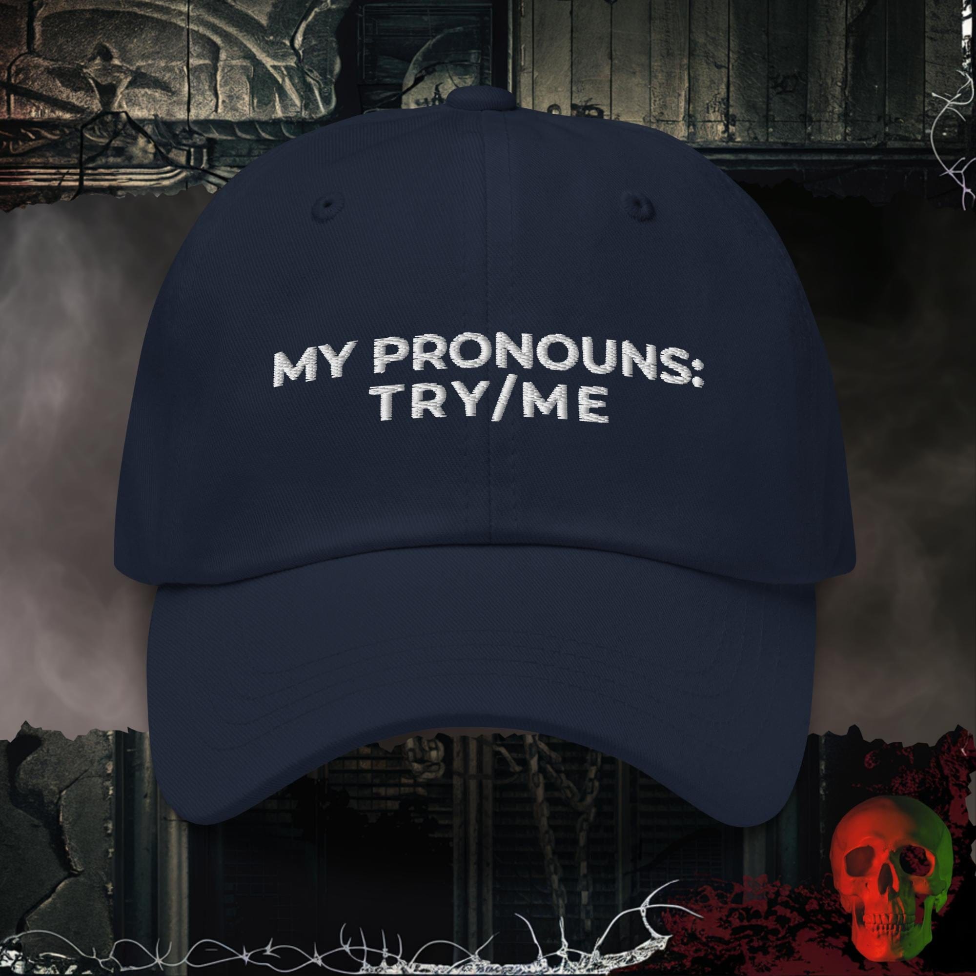 Hats Navy / One size Pronouns Embroidered Hat