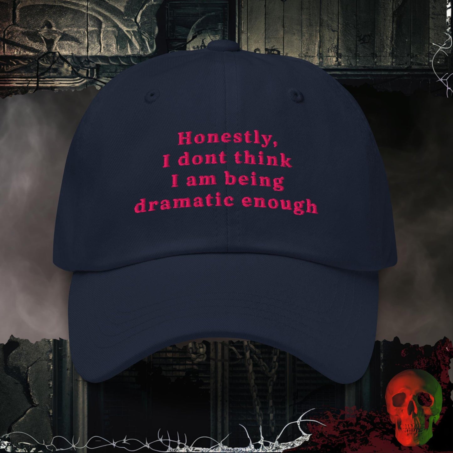 Hats Navy / One size So Much Drama Embroidered Hat