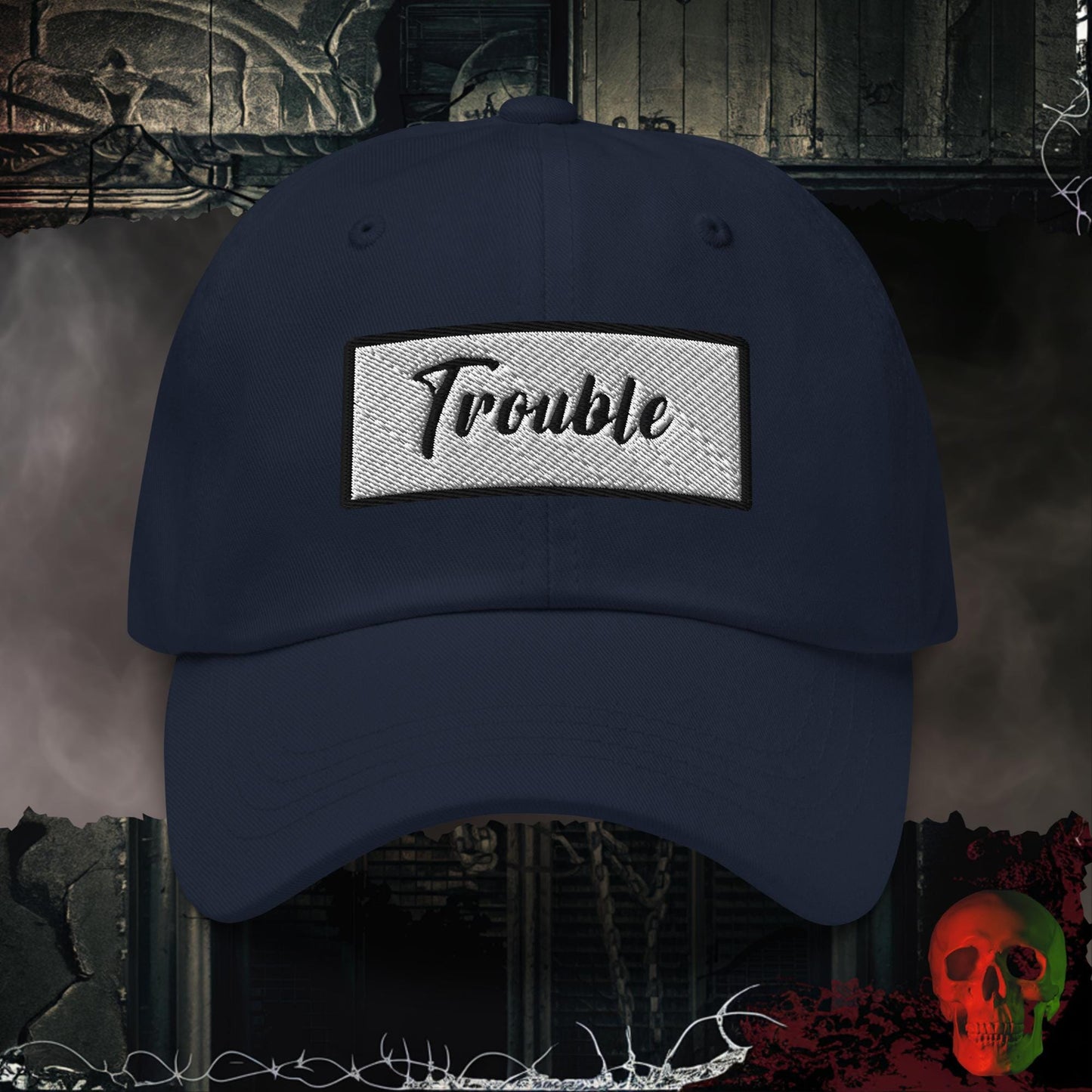 Hats Navy / One size Trouble Embroidered Hat