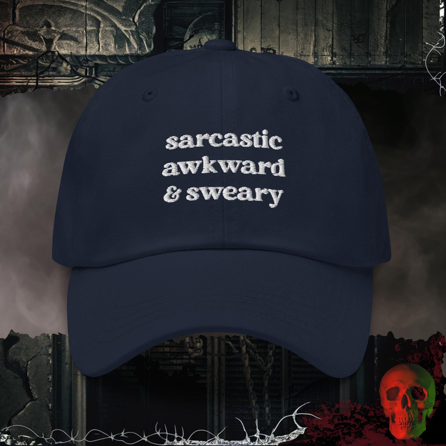 Hats Navy Sarcastic and Sweary Embroidered Hat