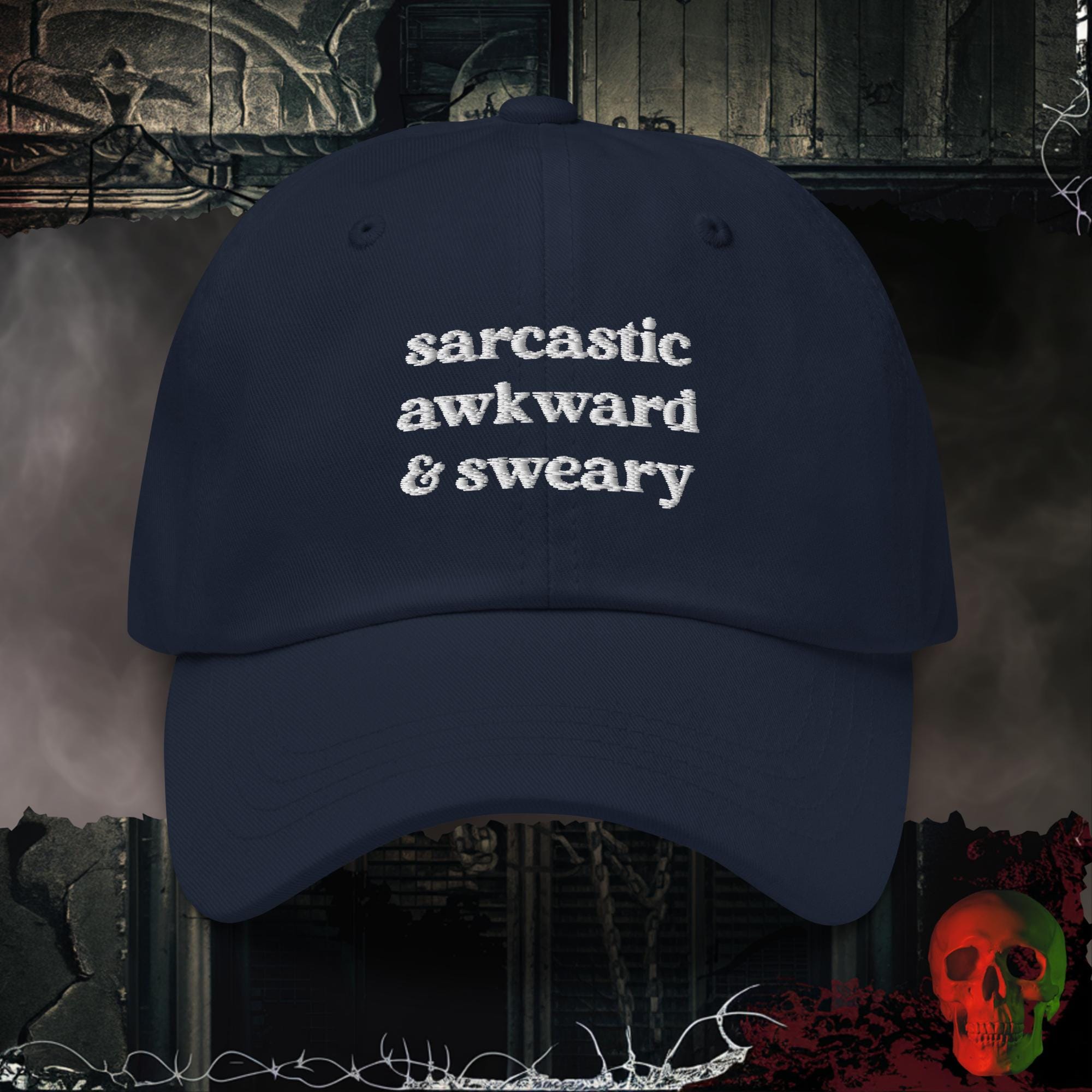 Hats Navy Sarcastic and Sweary Embroidered Hat