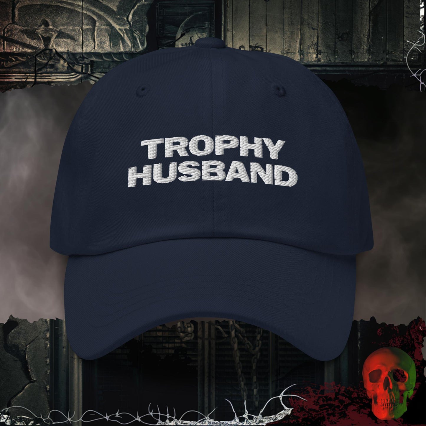 Hats Navy Trophy Husband Embroidered Hat
