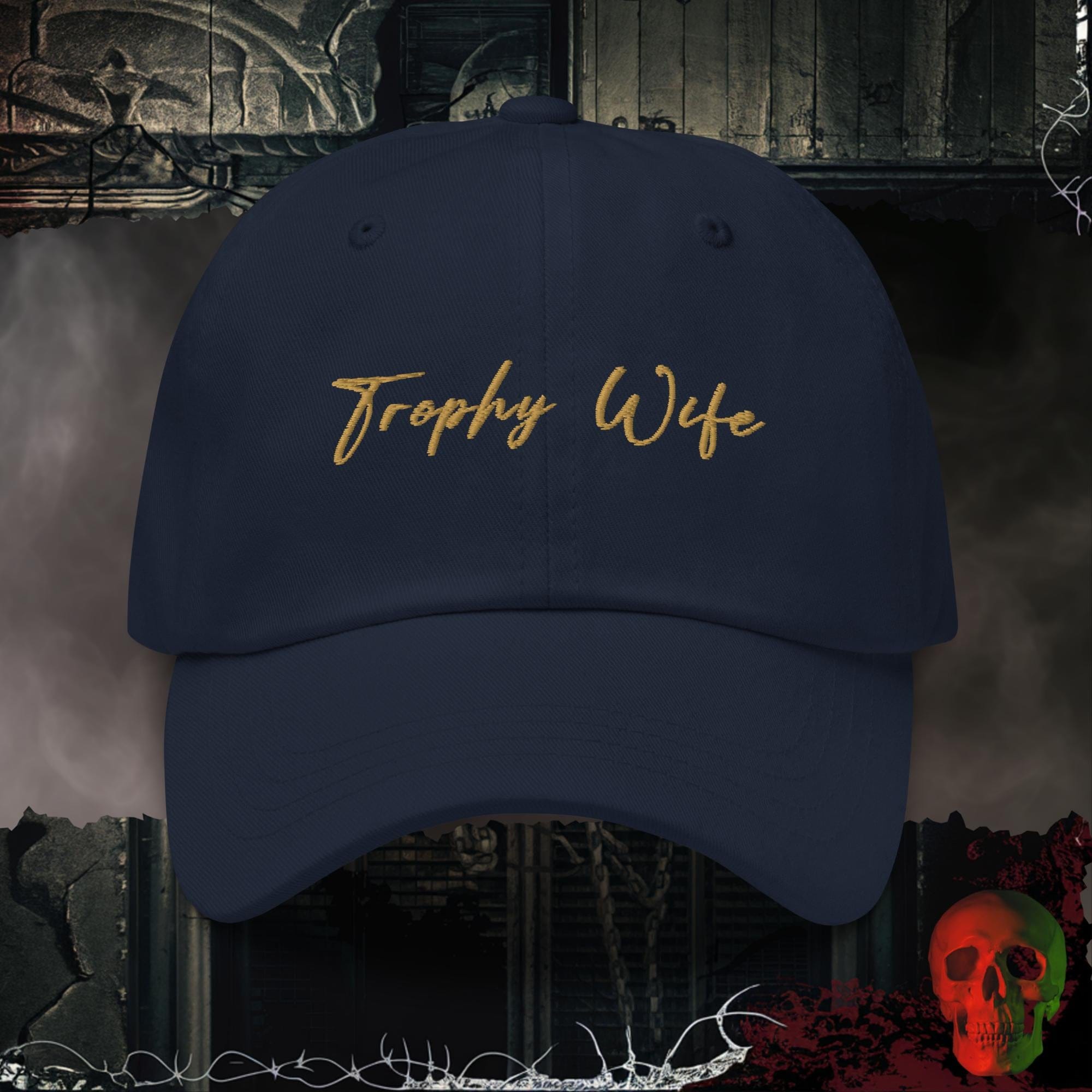 Hats Navy Trophy Wife Embroidered Hat