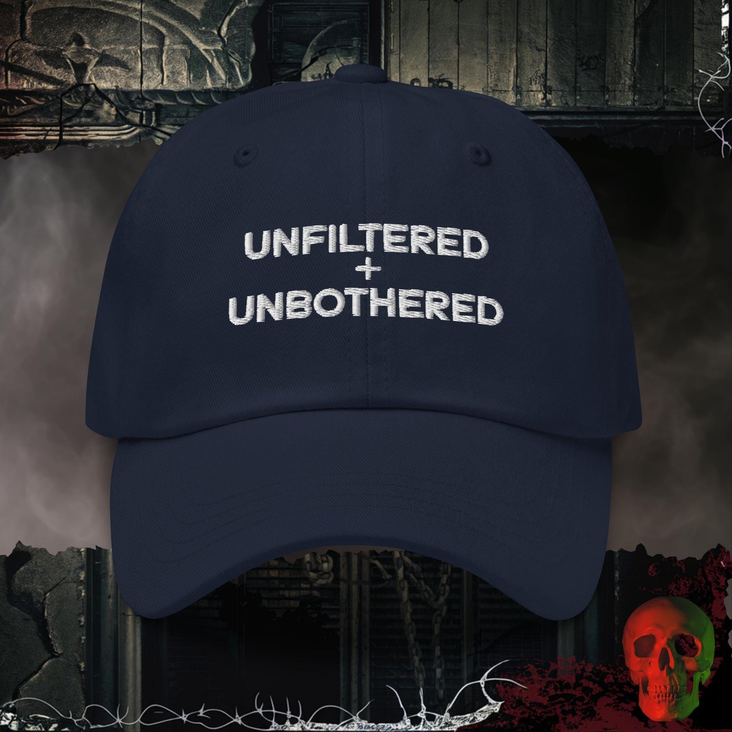 Hats Navy Unfiltered + Unbothered Embroidered Hat