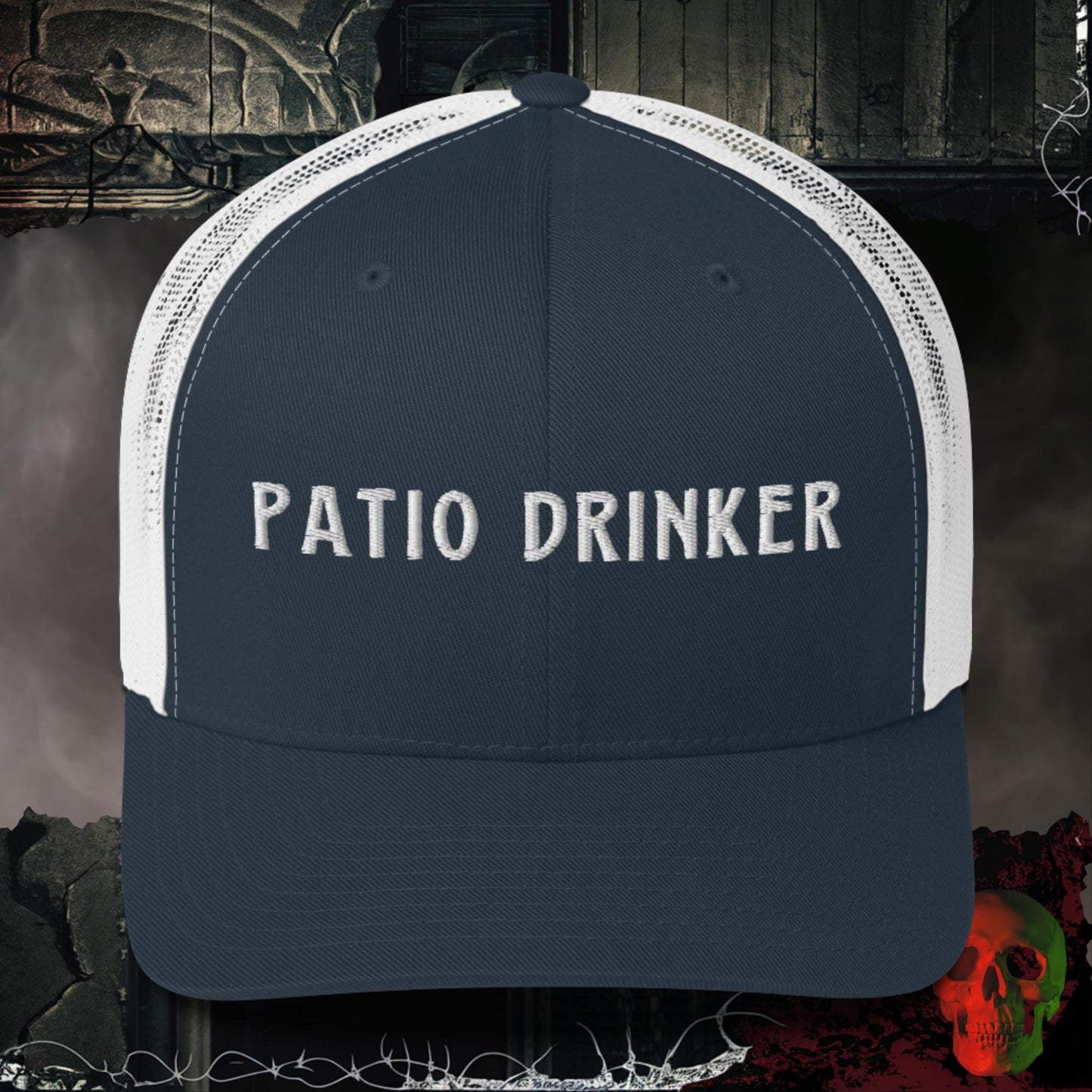 Hats Navy/ White Patio Drinker Embroidered Trucker