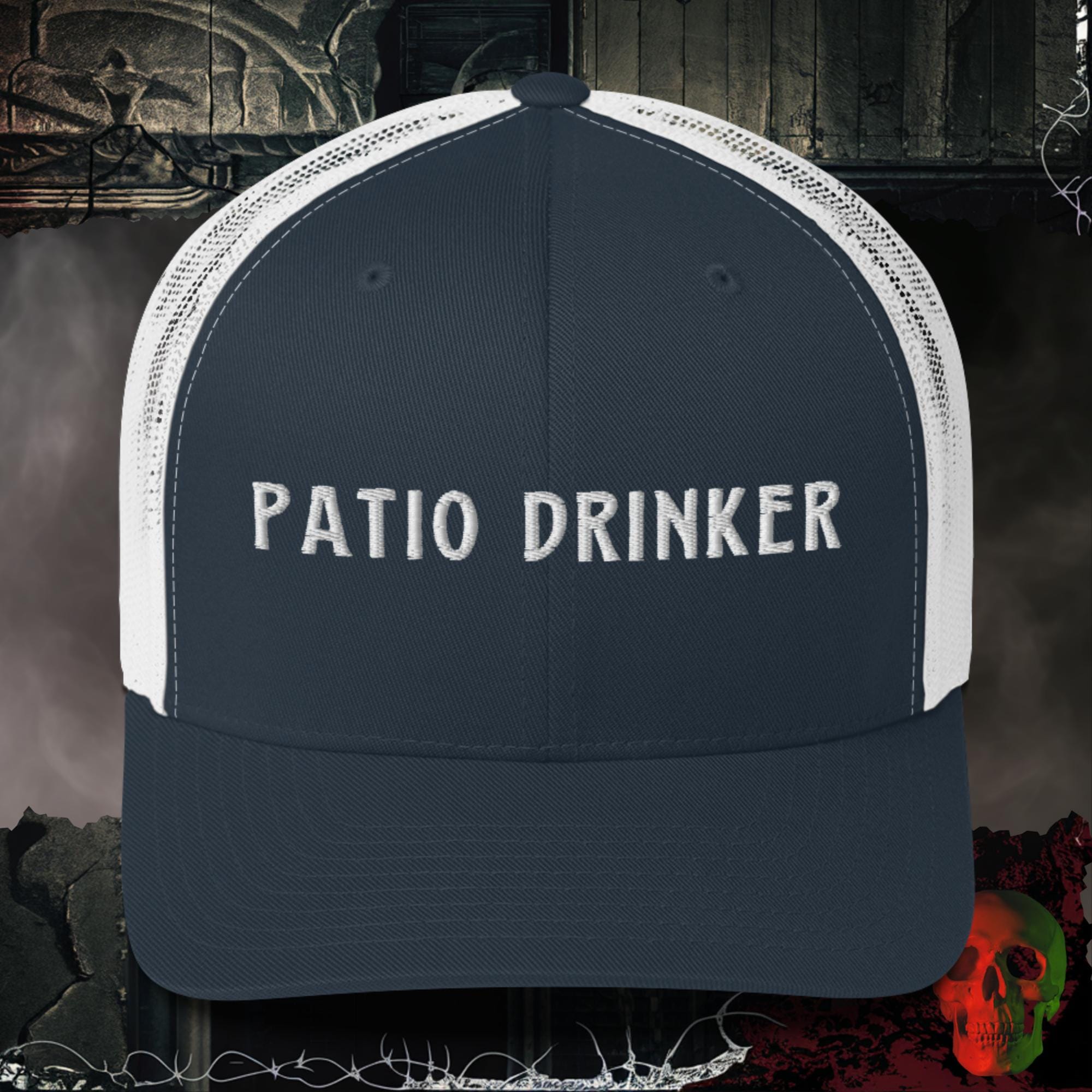 Hats Navy/ White Patio Drinker Embroidered Trucker