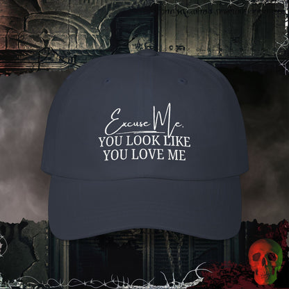 Hats Navy You Look Like You Love Me Embroidered Hat