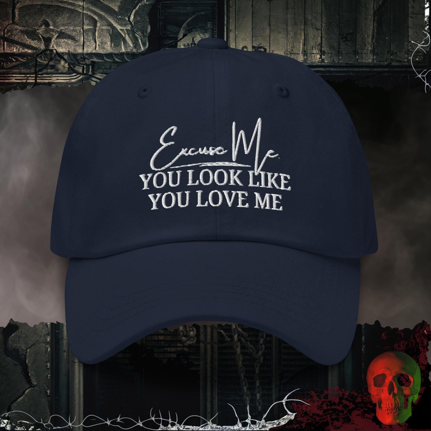 Hats Navy You Look Like You Love Me Embroidered Hat