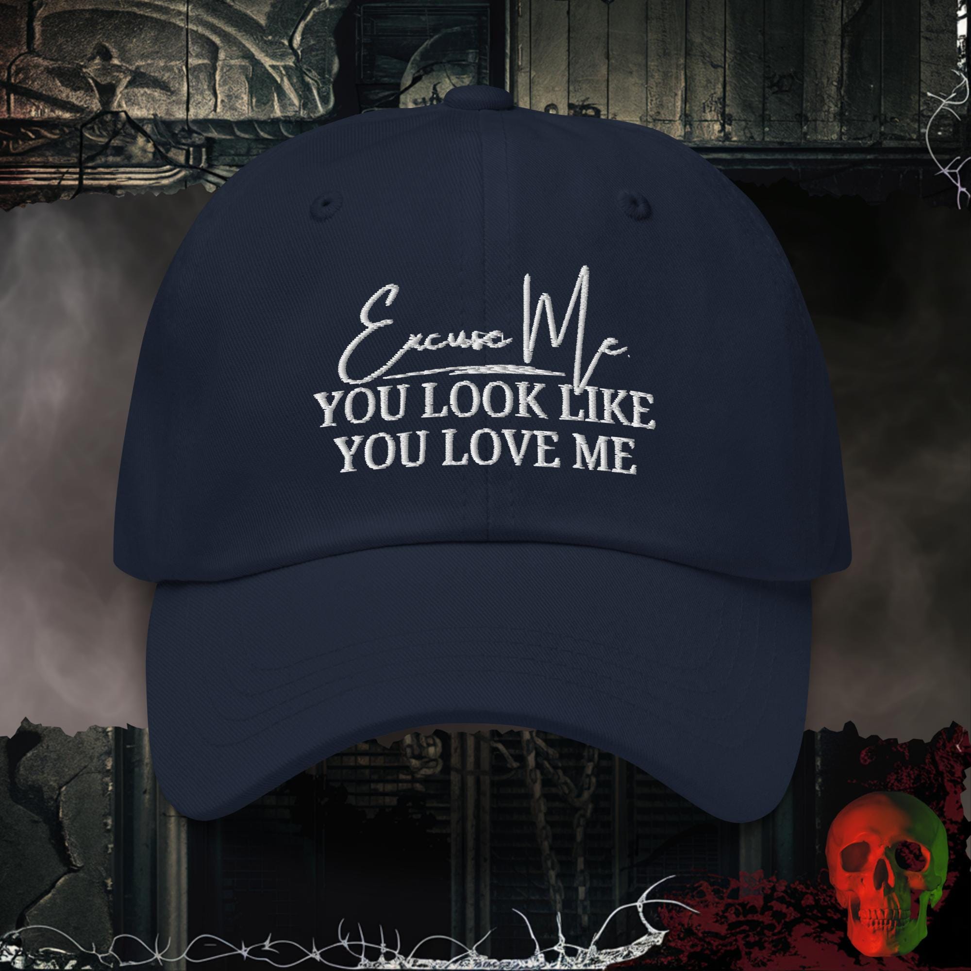 Hats Navy You Look Like You Love Me Embroidered Hat