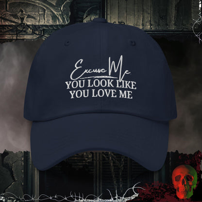 Hats Navy You Look Like You Love Me Embroidered Hat