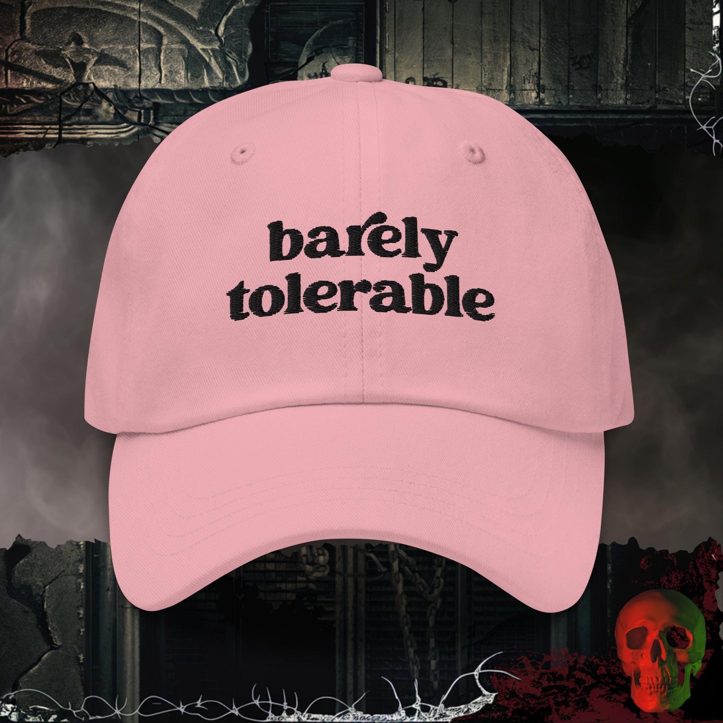 Hats Pink Barely Tolerable Embroidered Hat