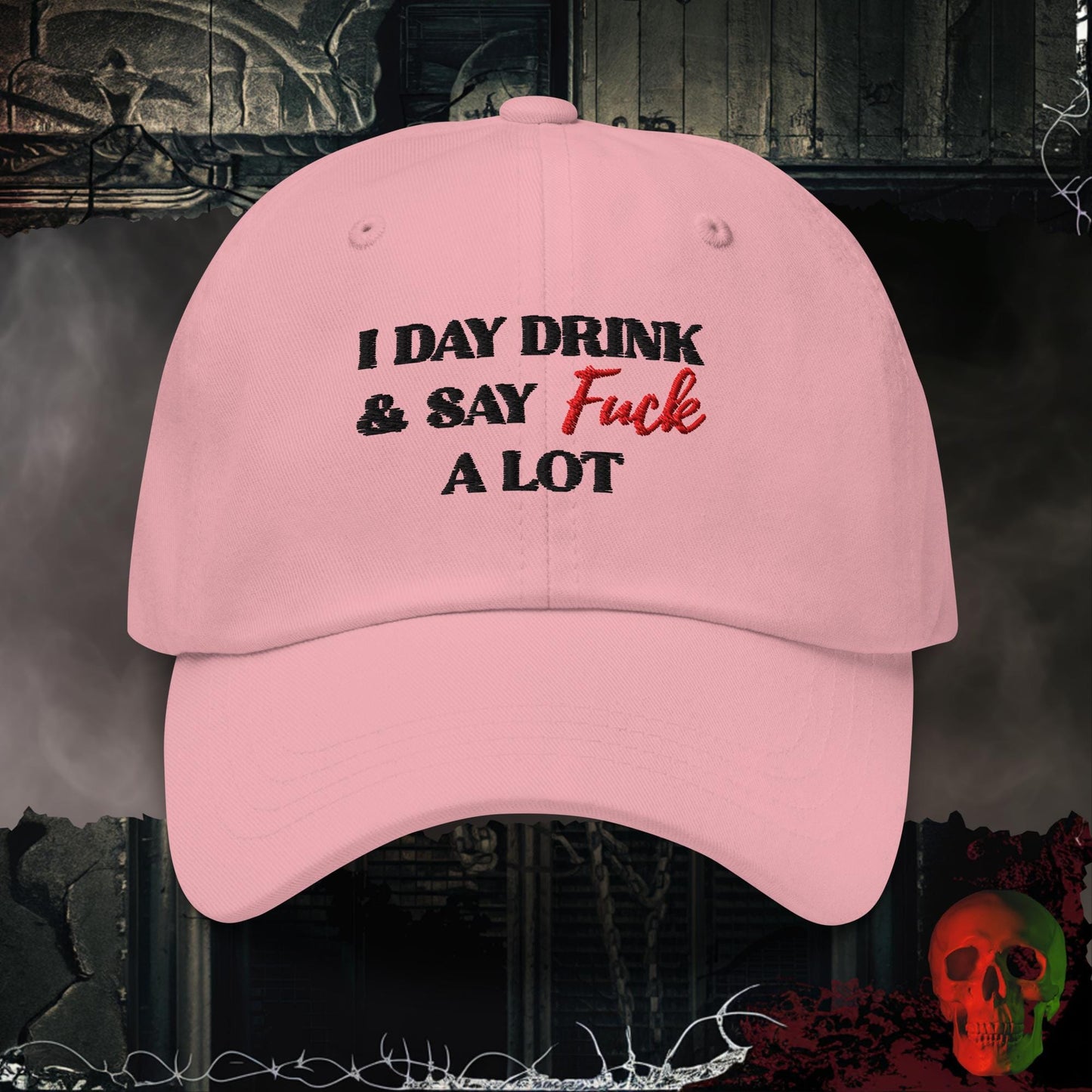 Hats Pink Day Drinking & Zero Apologies Embroidered Hat