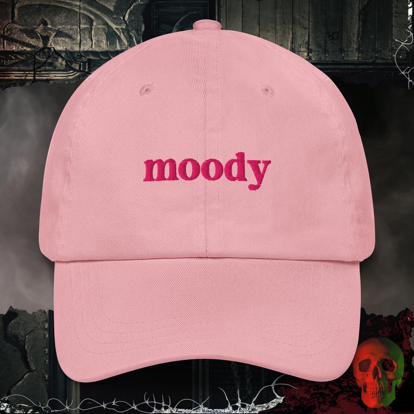 Hats Pink Moody Embroidered Hat