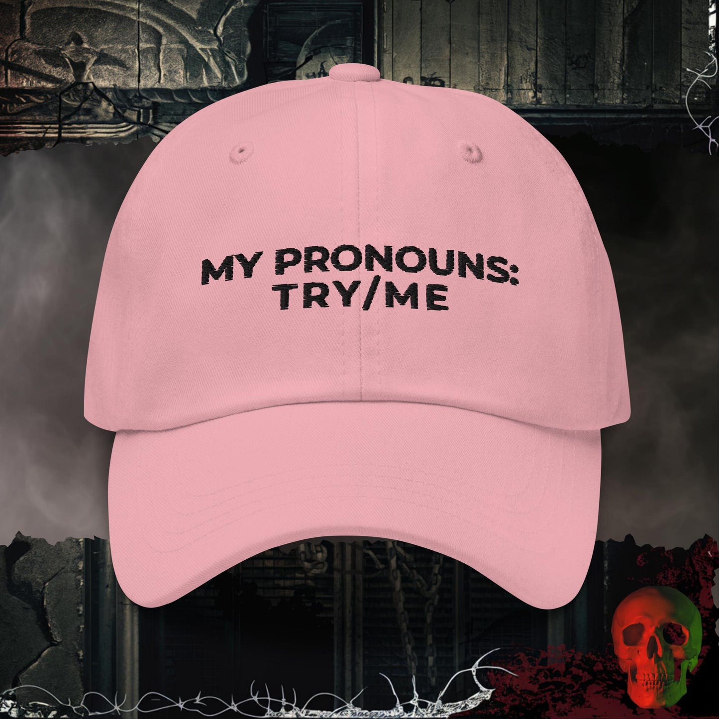 Hats Pink / One size Pronouns Embroidered Hat