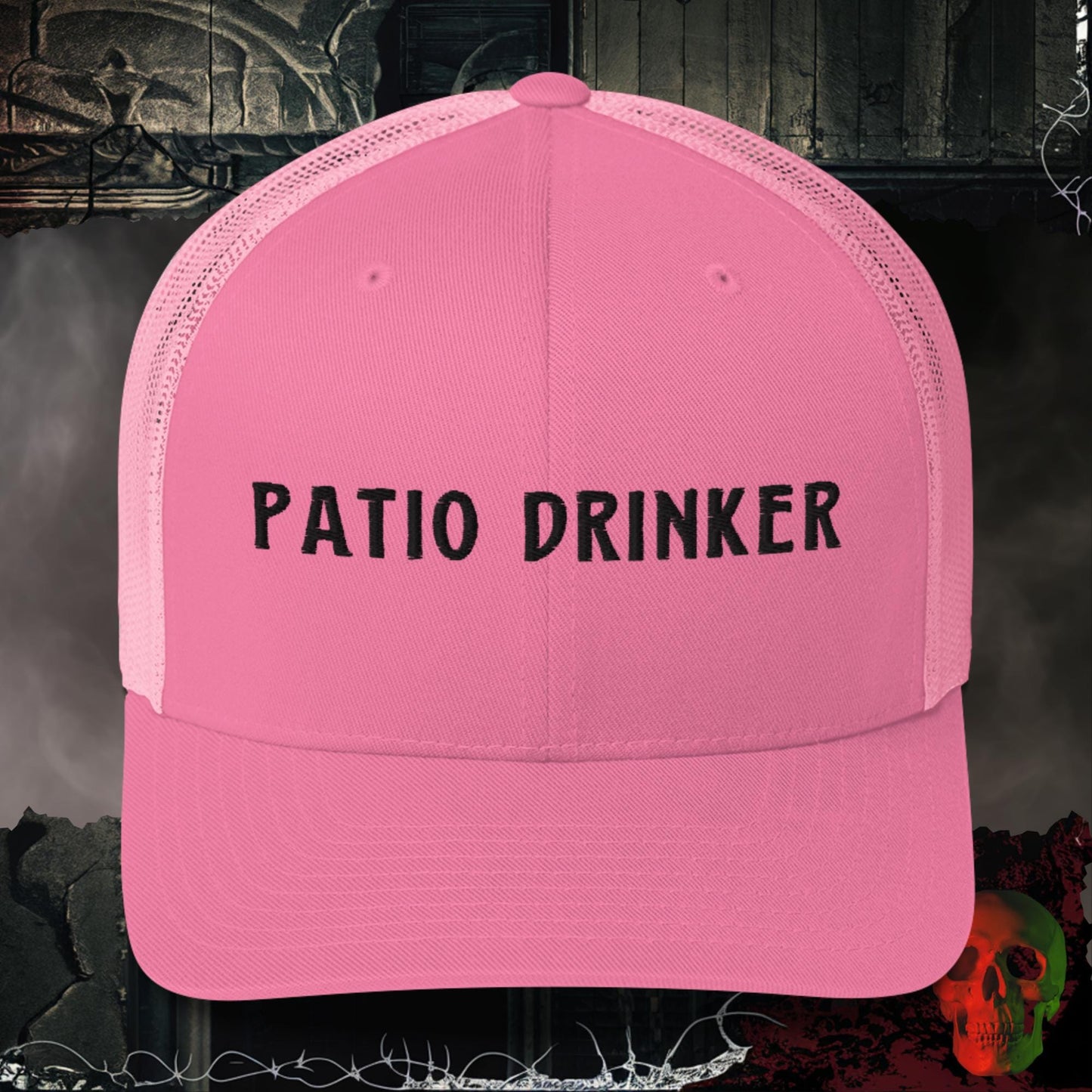 Hats Pink Patio Drinker Embroidered Trucker