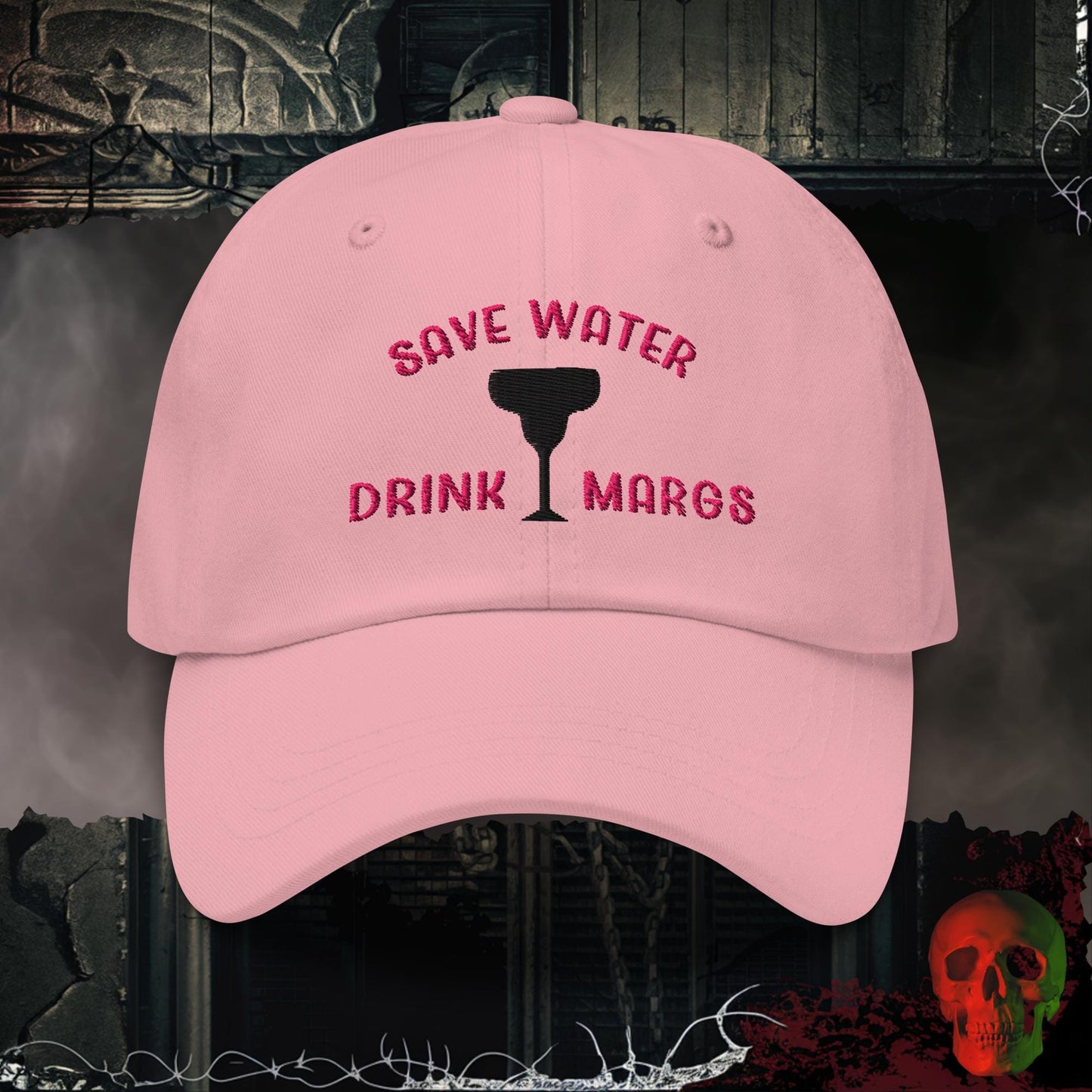 Hats Pink Save Water Drink Margs Embroidered Hat