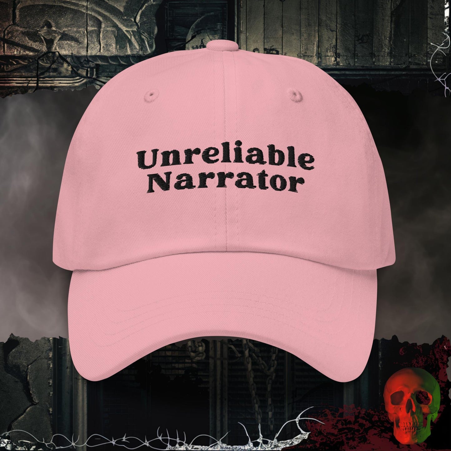 Hats Pink Unreliable Narrator Embroidered Hat