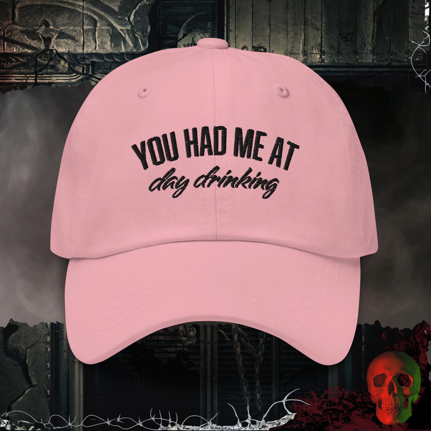 Hats Pink You Had Me at Day Drinking Embroidered Statement Dad Hat