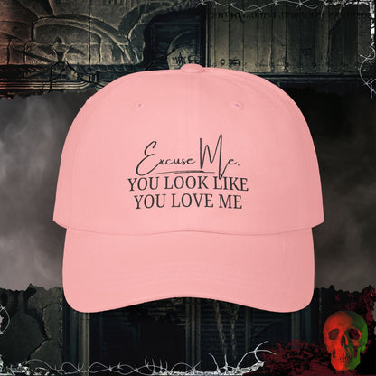 Hats Pink You Look Like You Love Me Embroidered Hat