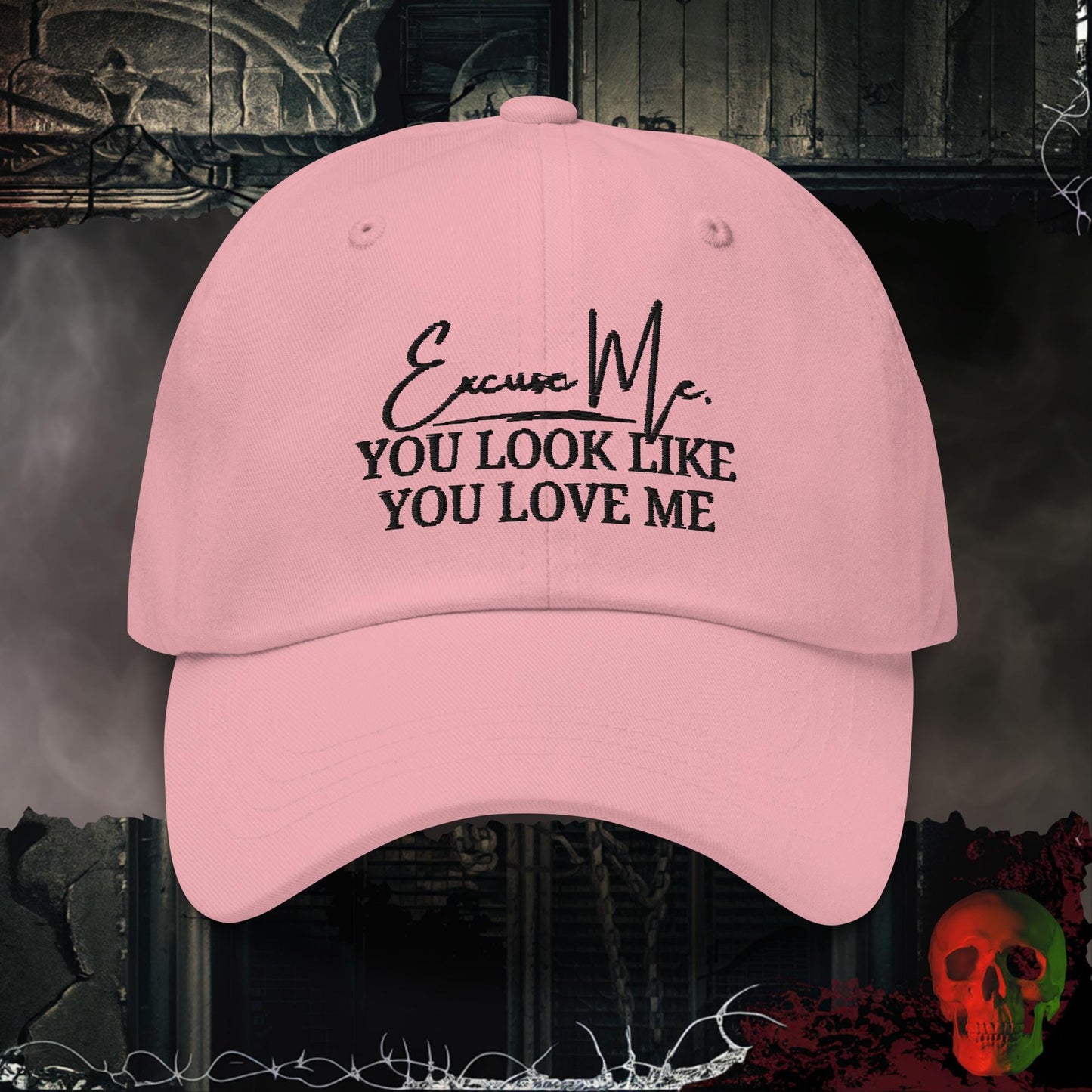 Hats Pink You Look Like You Love Me Embroidered Hat