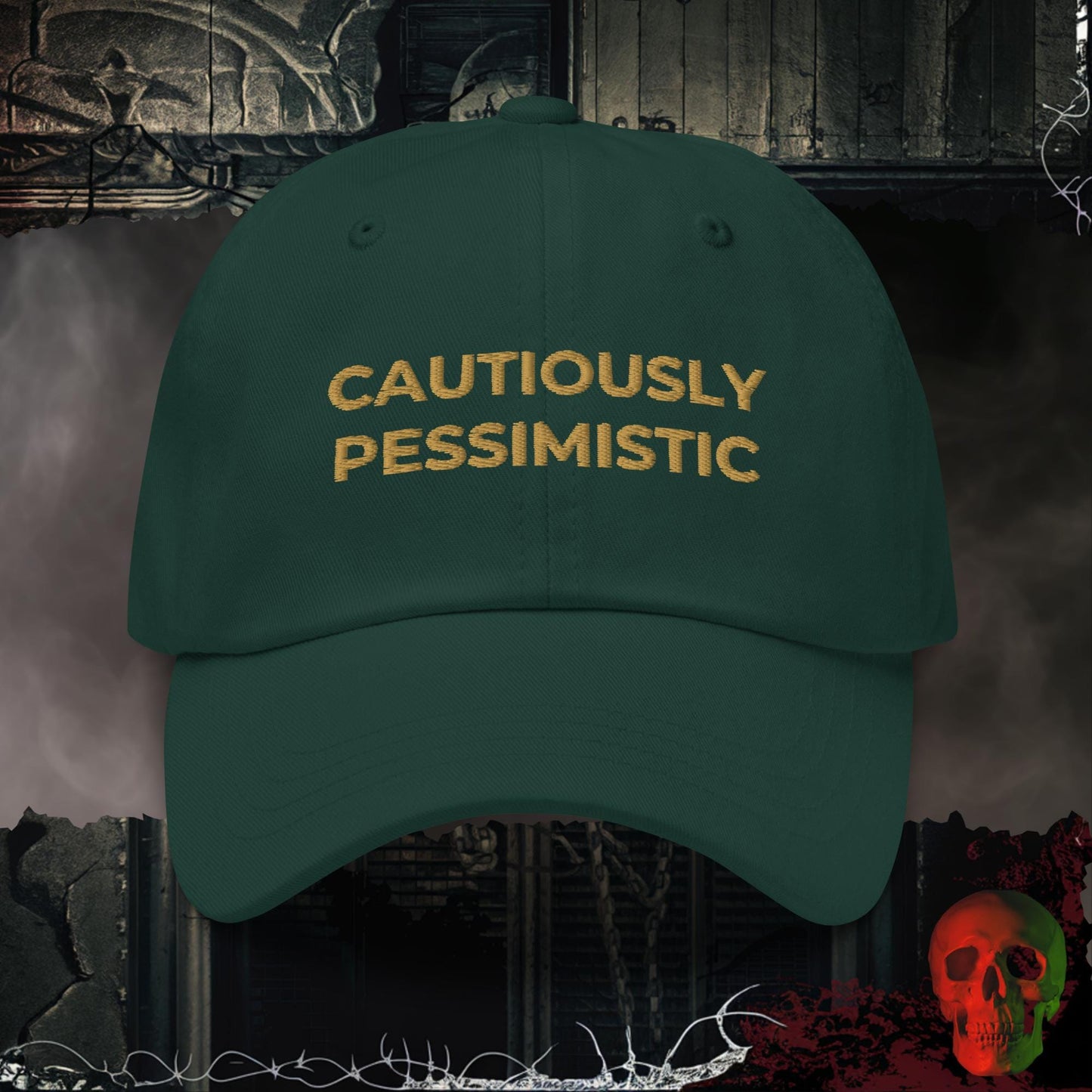 Hats Spruce Cautiously Pessimistic Embroidered Hat