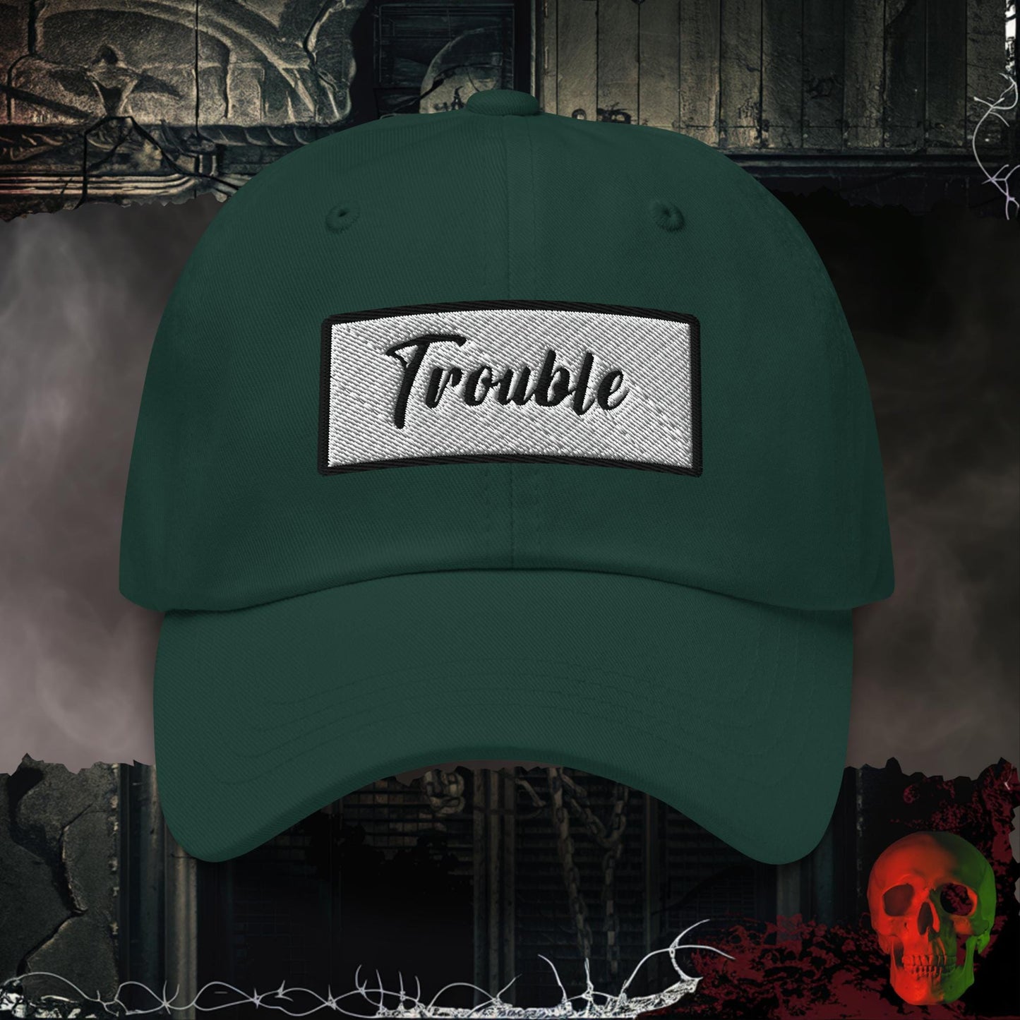 Hats Spruce / One size Trouble Embroidered Hat