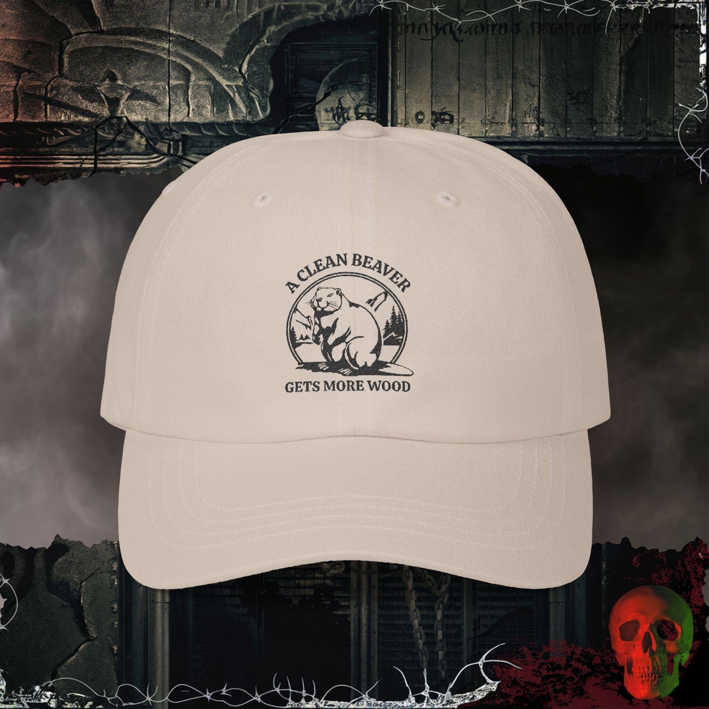 Hats Stone / One size A Clean Beaver Gets More Wood Embroidered Hat