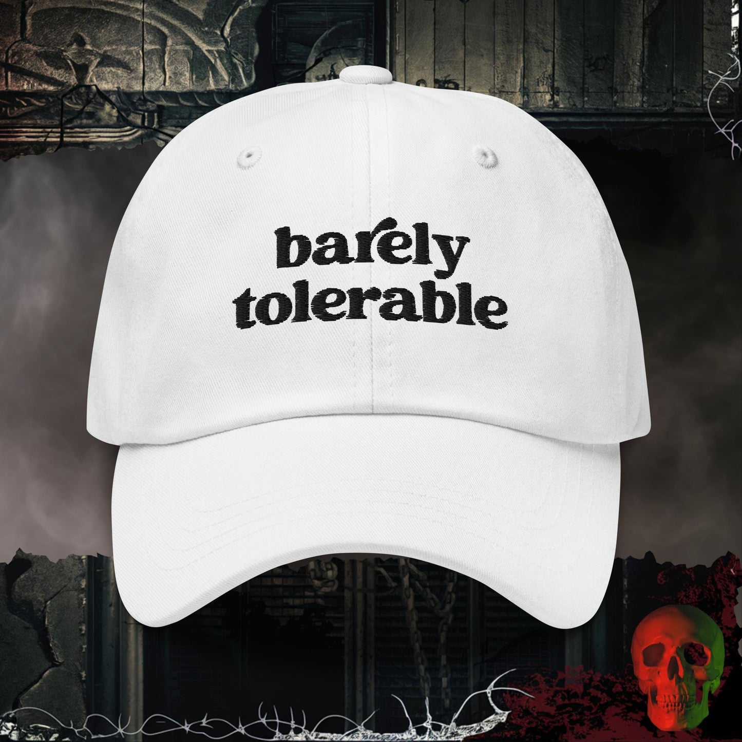 Hats White Barely Tolerable Embroidered Hat
