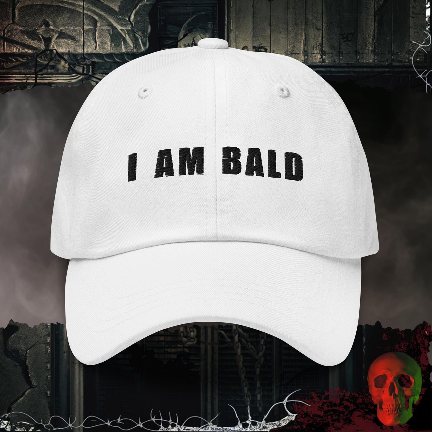 Hats White I Am Bald Embroidered Hat