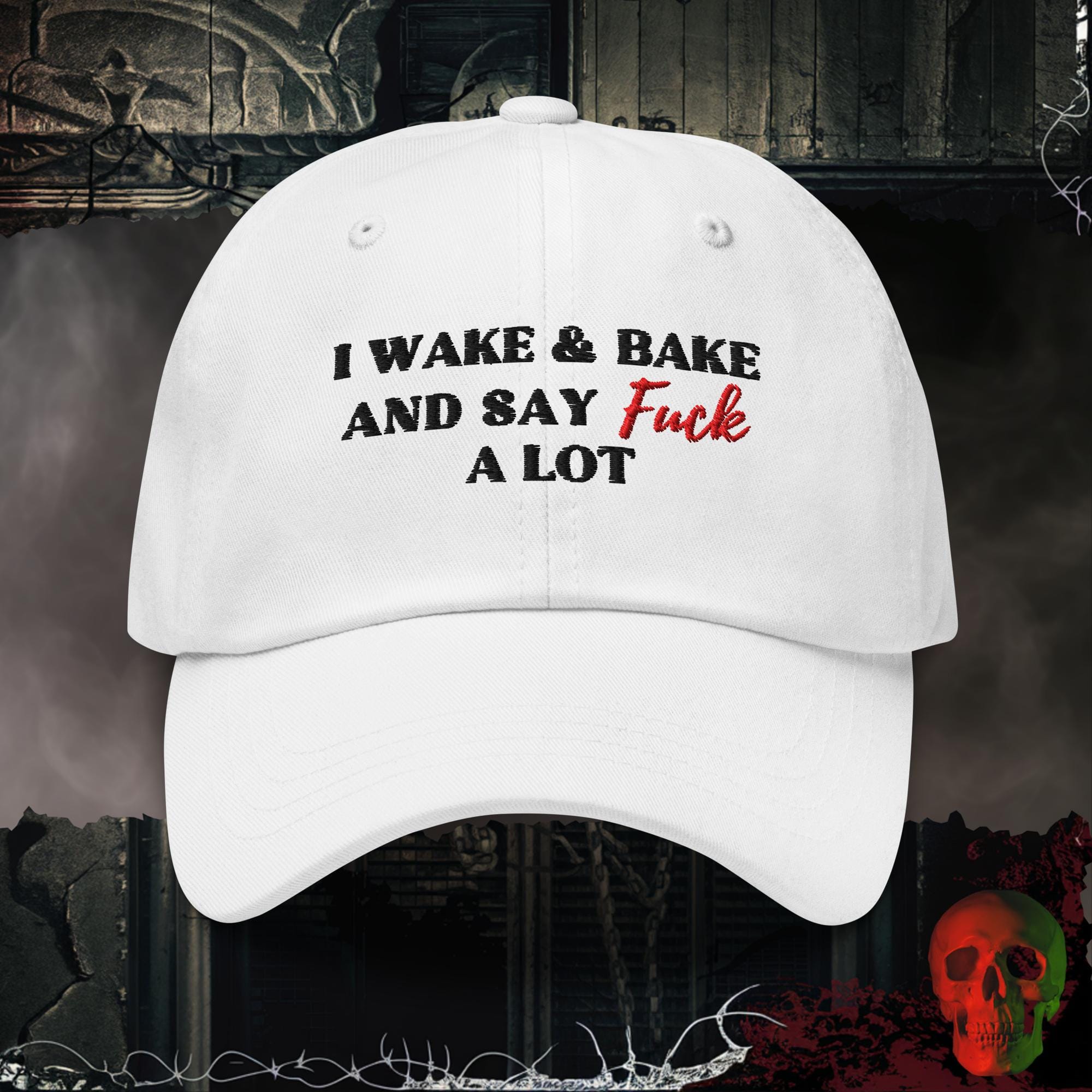 Hats White I Wake & Bake Embroidered Hat