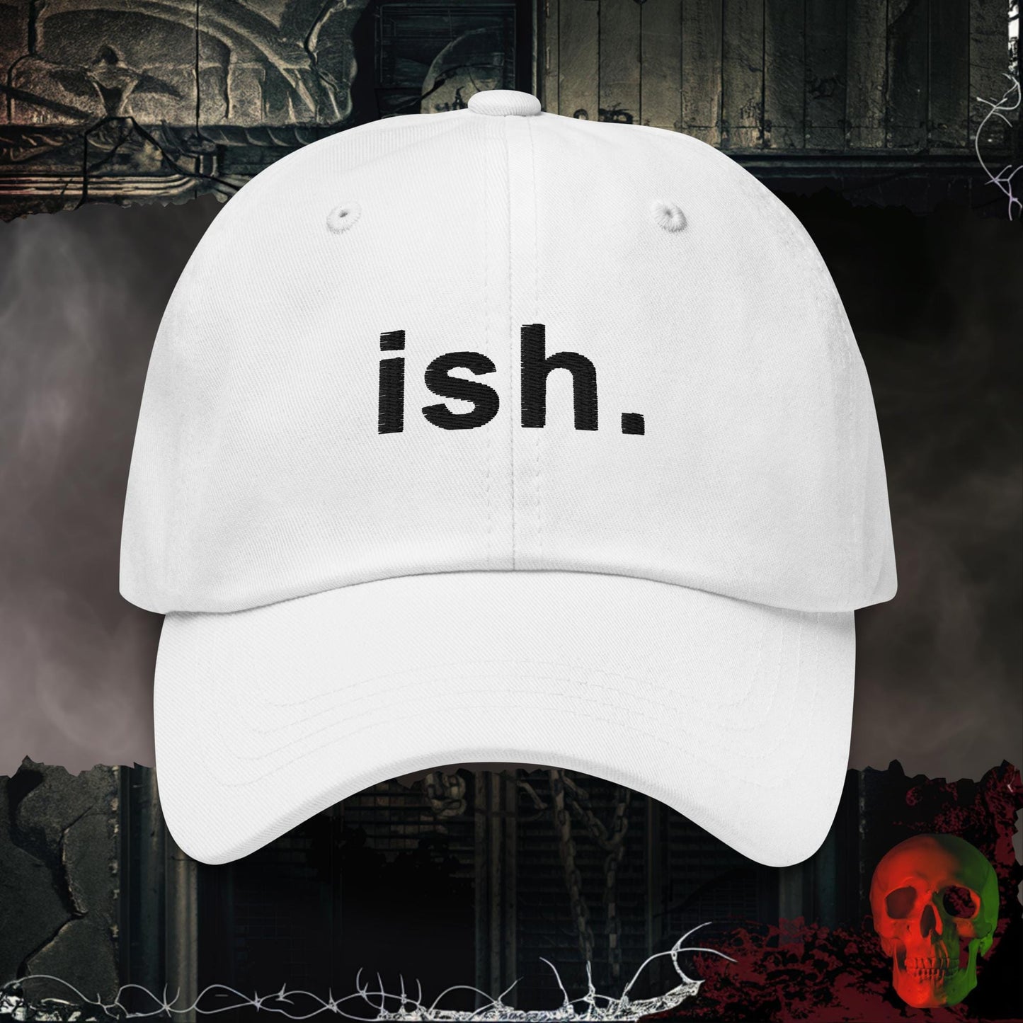 Hats White ish. Embroidered Hat