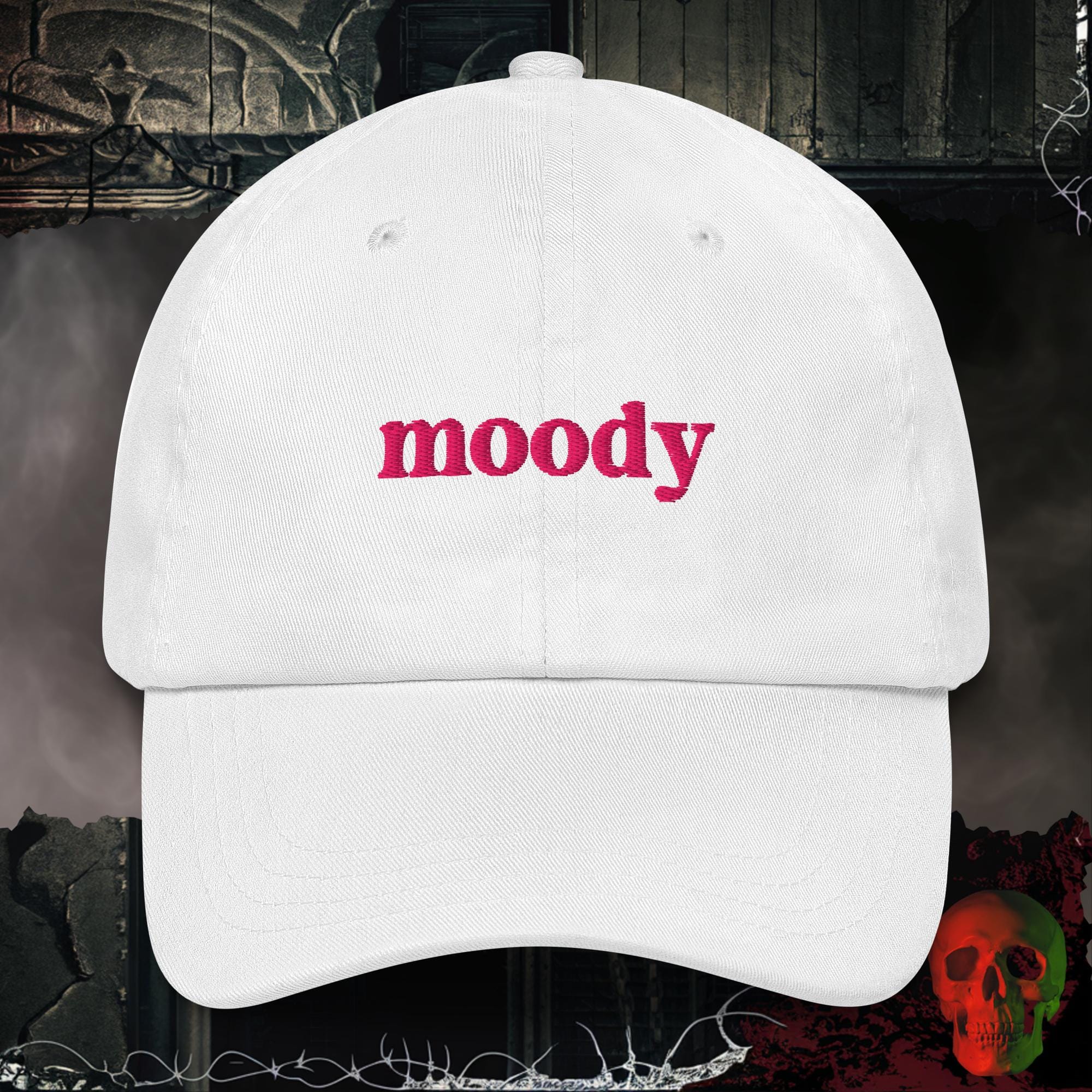 Hats White Moody Embroidered Hat