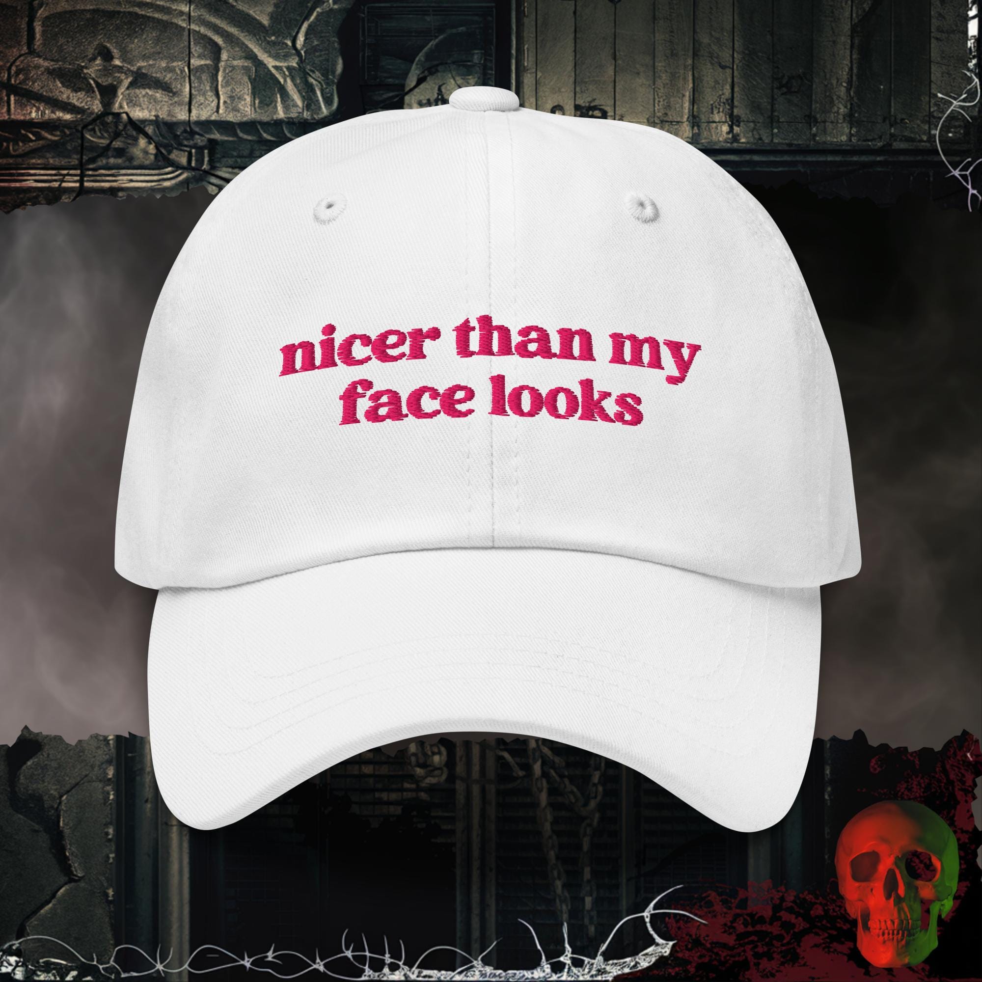 Hats White Nicer Than My Face Looks Embroidered Hat