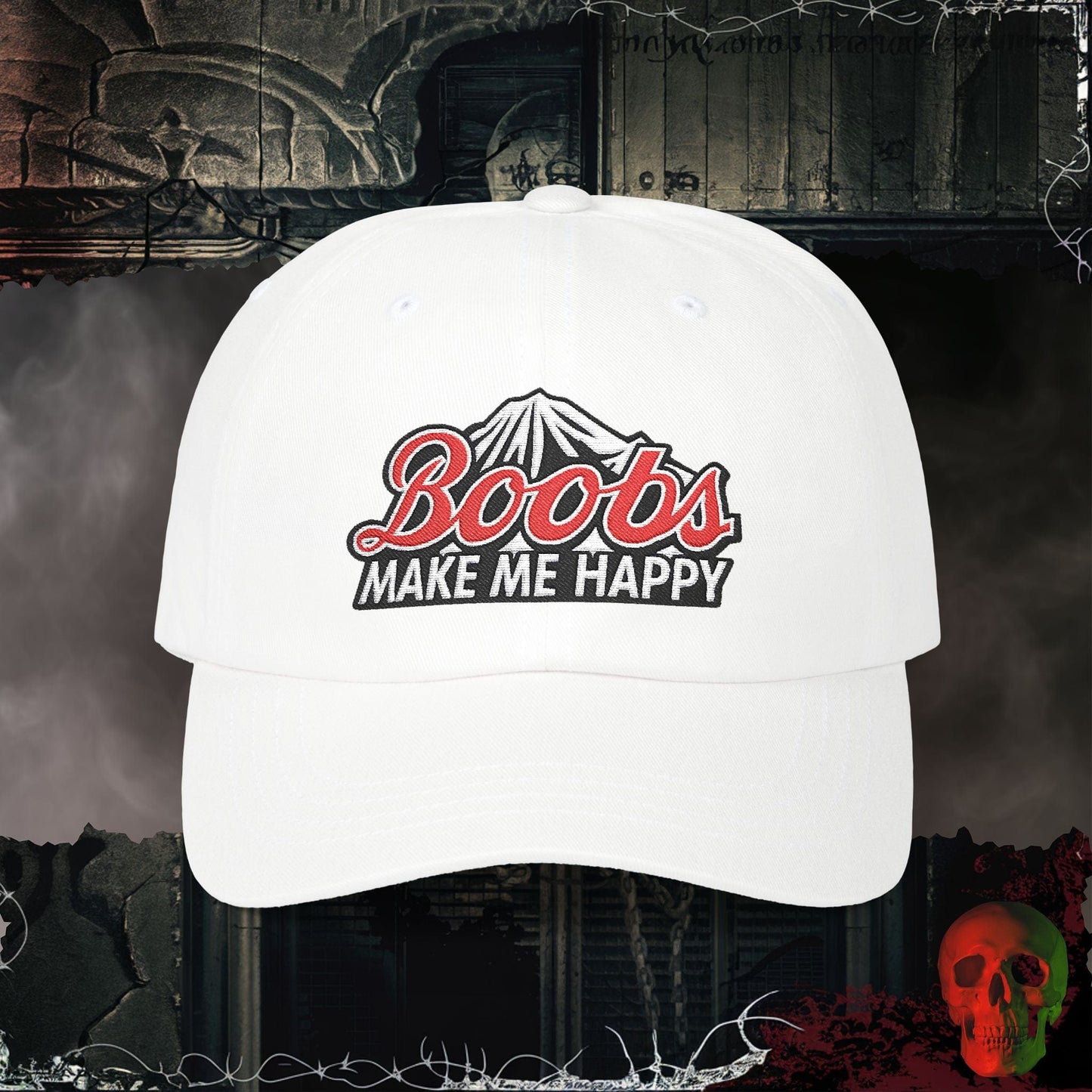 Hats White / One size Boobs Make Me Happy Embroidered Hat