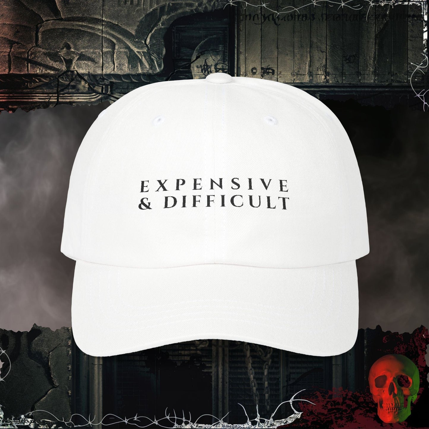 Hats White / One size Expensive and Difficult Embroidered Hat