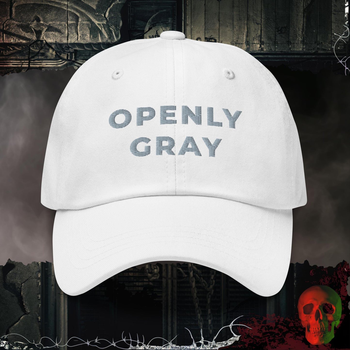 Hats White Openly Gray Embroidered Hat