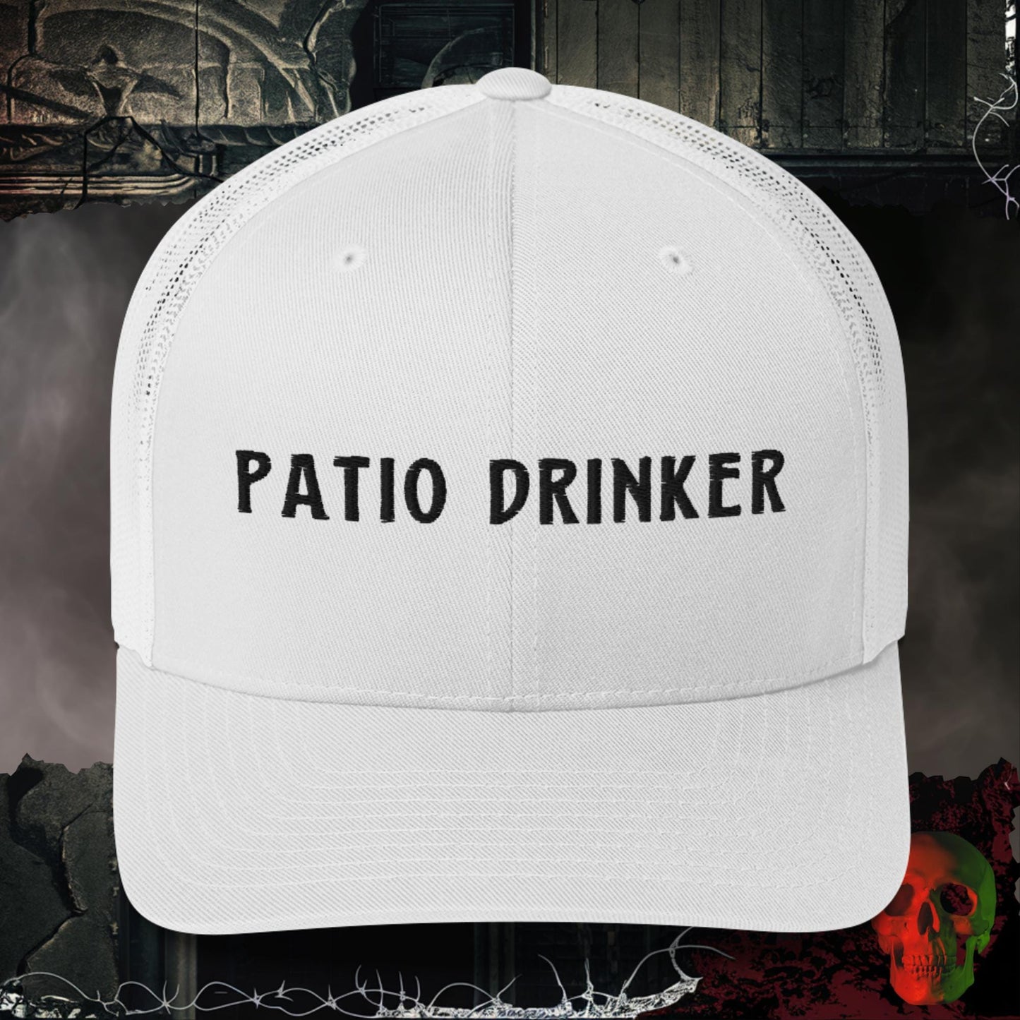 Hats White Patio Drinker Embroidered Trucker