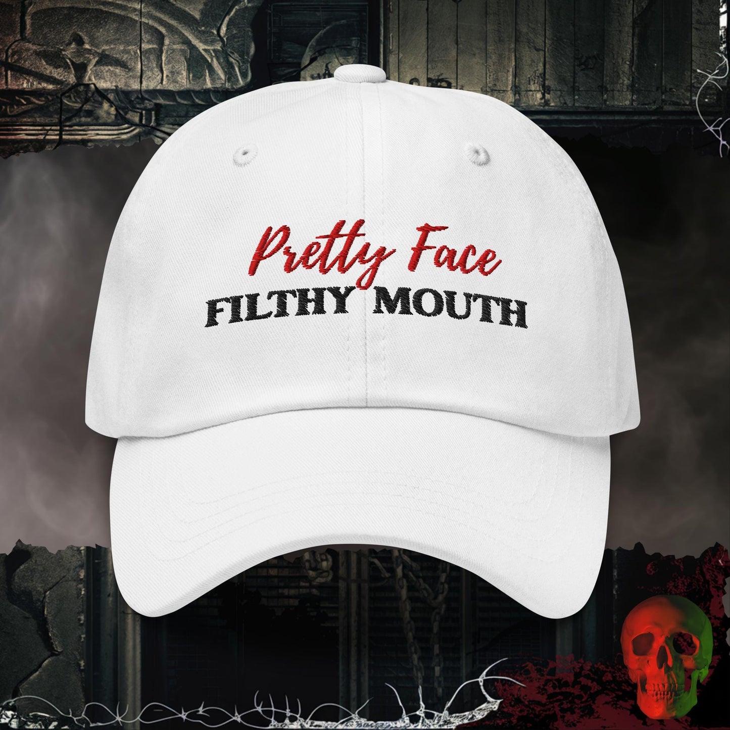 Hats White Pretty Face, Filthy Mouth Embroidered Hat