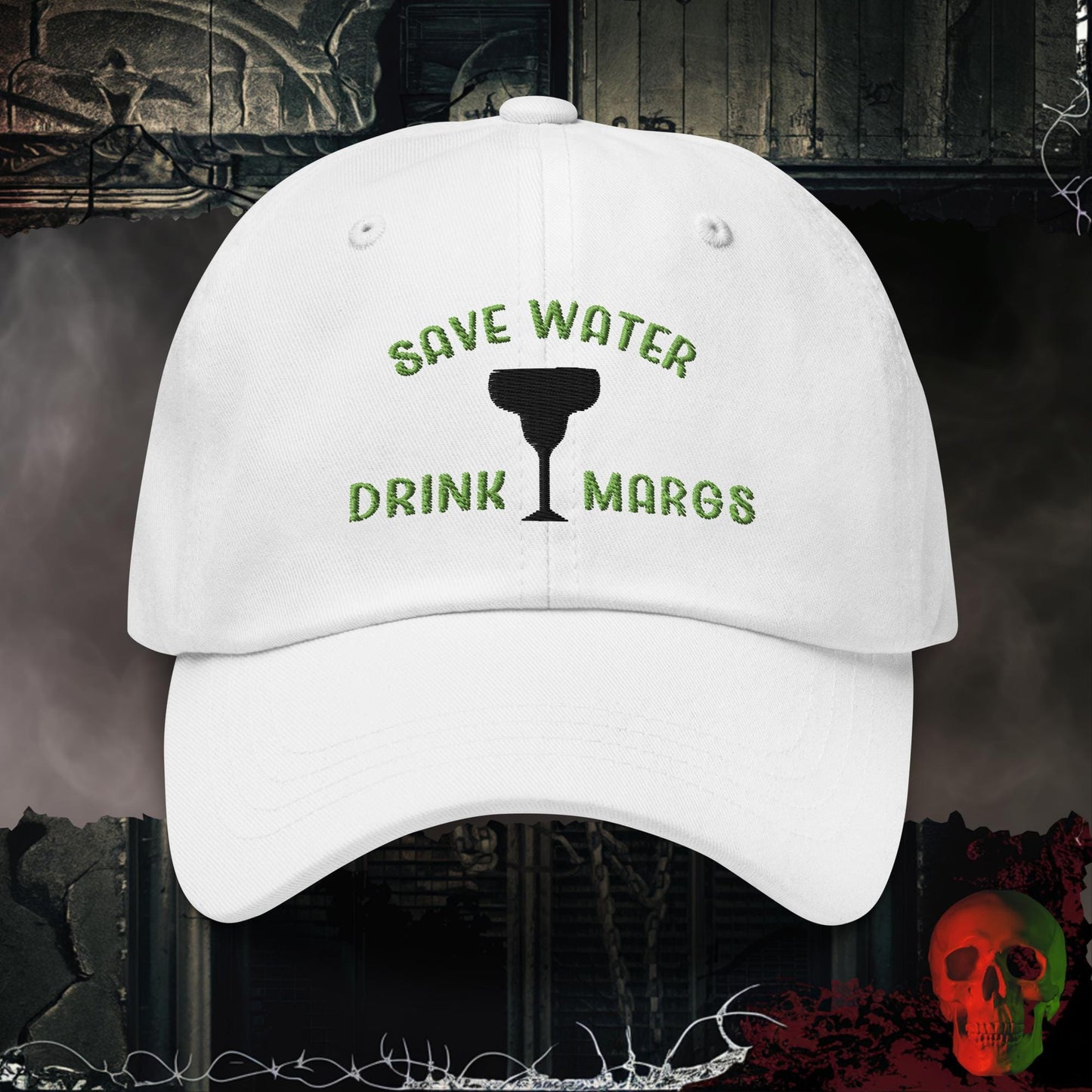 Hats White Save Water Drink Margs Embroidered Hat